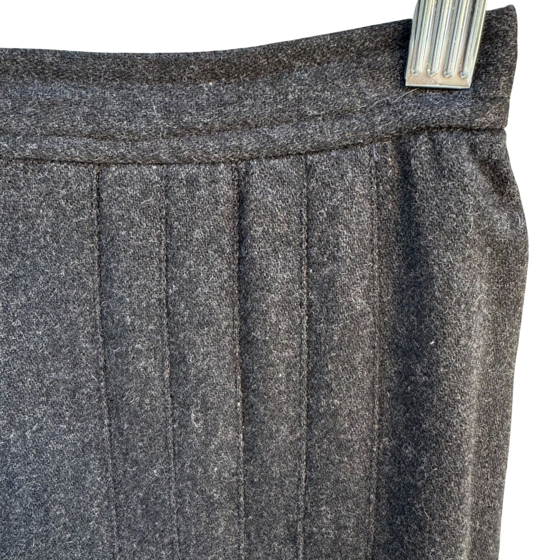 Evan-Picone I Magnin Vintage 80s Wool Blend Inverted Pleats Gray Midi Skirt S