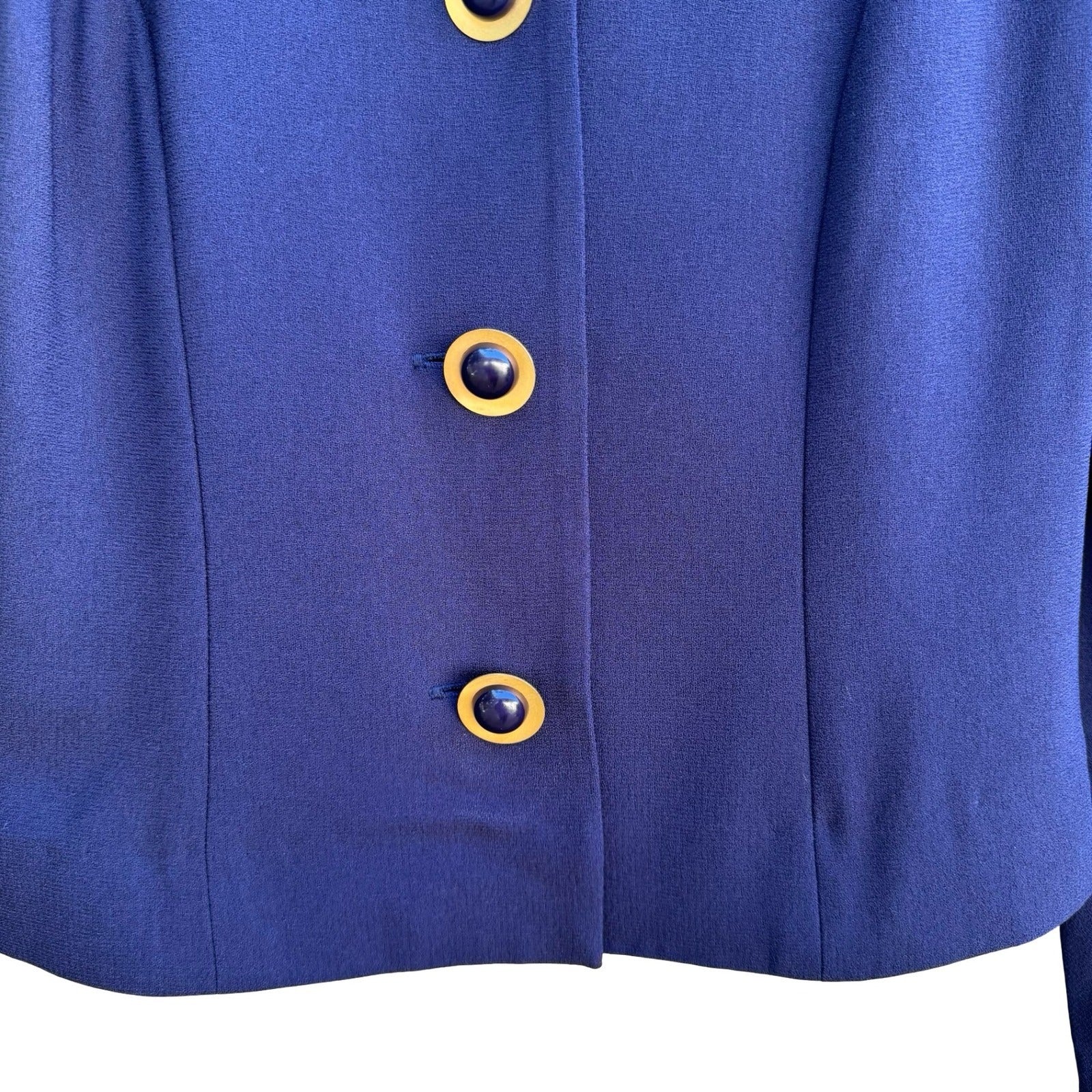 Liz Claiborne Vintage 90s Power Dressing Royal Blue Notched Cropped Blazer 2