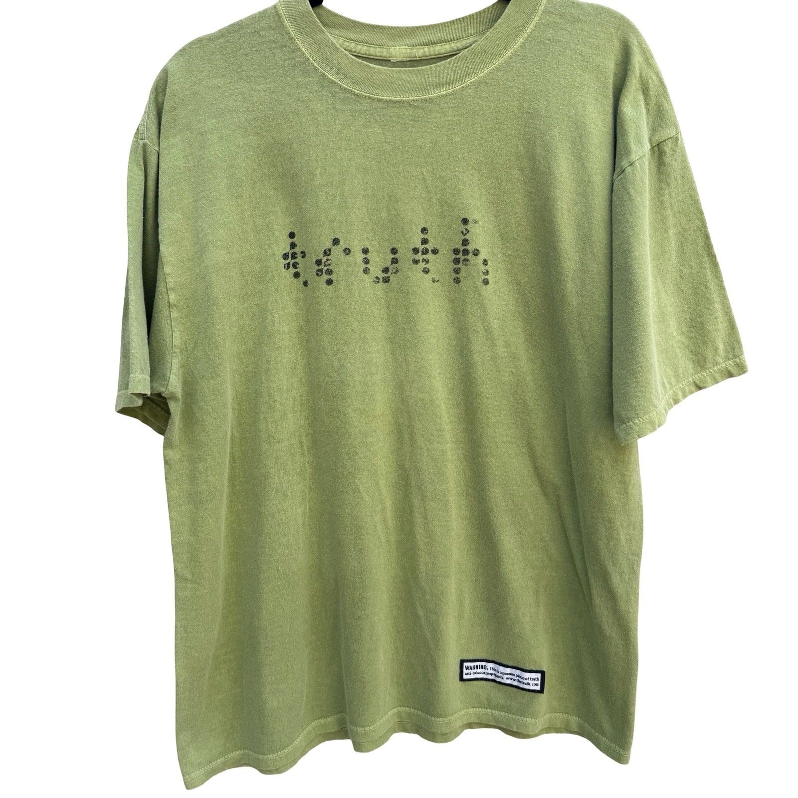 Truth Anti-Tobacco Propaganda Graphic T-Shirt Olive Green Vintage Style Men XL