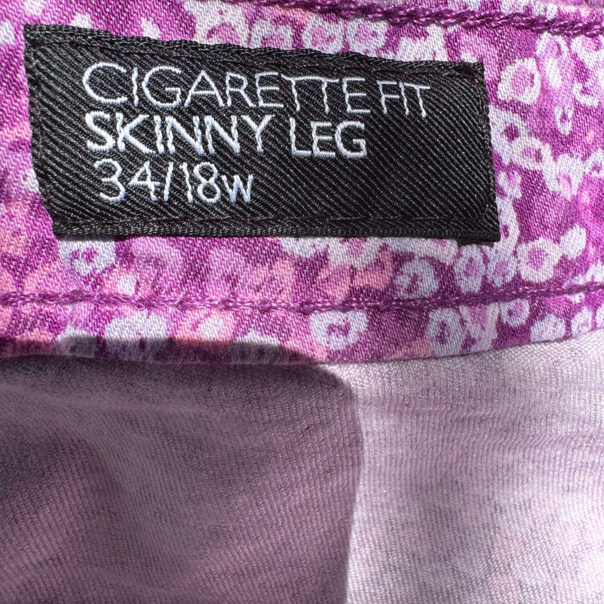 Nine West Jeans Womens Cigarette Fit Skinny Leg Pink Floral Capri Jean Pant 18W