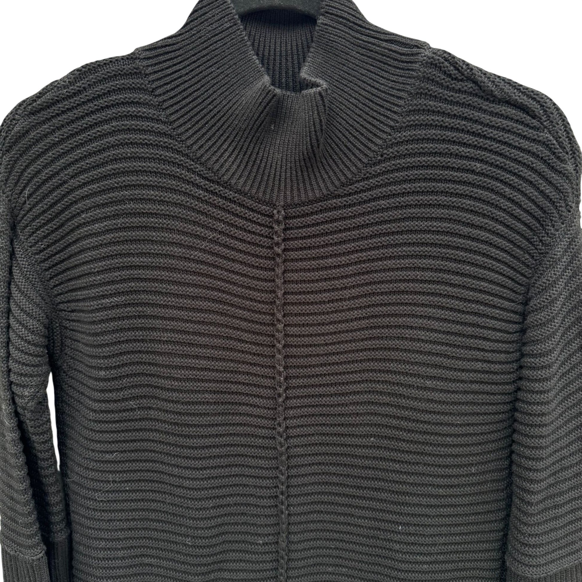 Marla Wynne Black Ribbed Knit Turtleneck Sweater XS Womens Preppy Minimalist