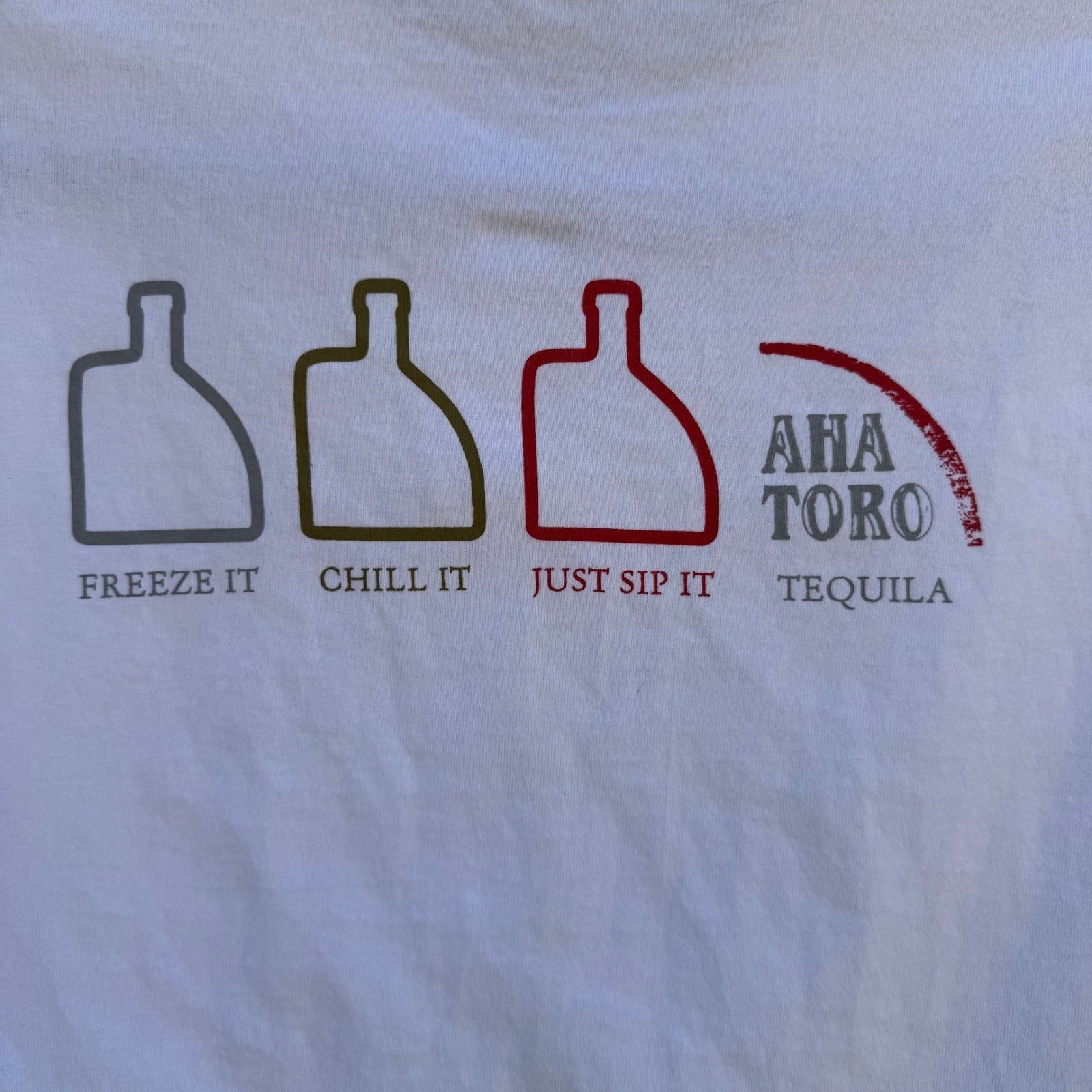 Aha Toro Tequila Graphic T-Shirt White Short Sleeve Crewneck Alcohol Merch Med