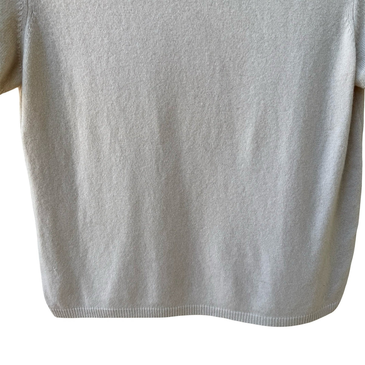 Vince 100% Cashmere Quiet Luxury Preppy Short Sleeve Minimalist Sweater Tan S