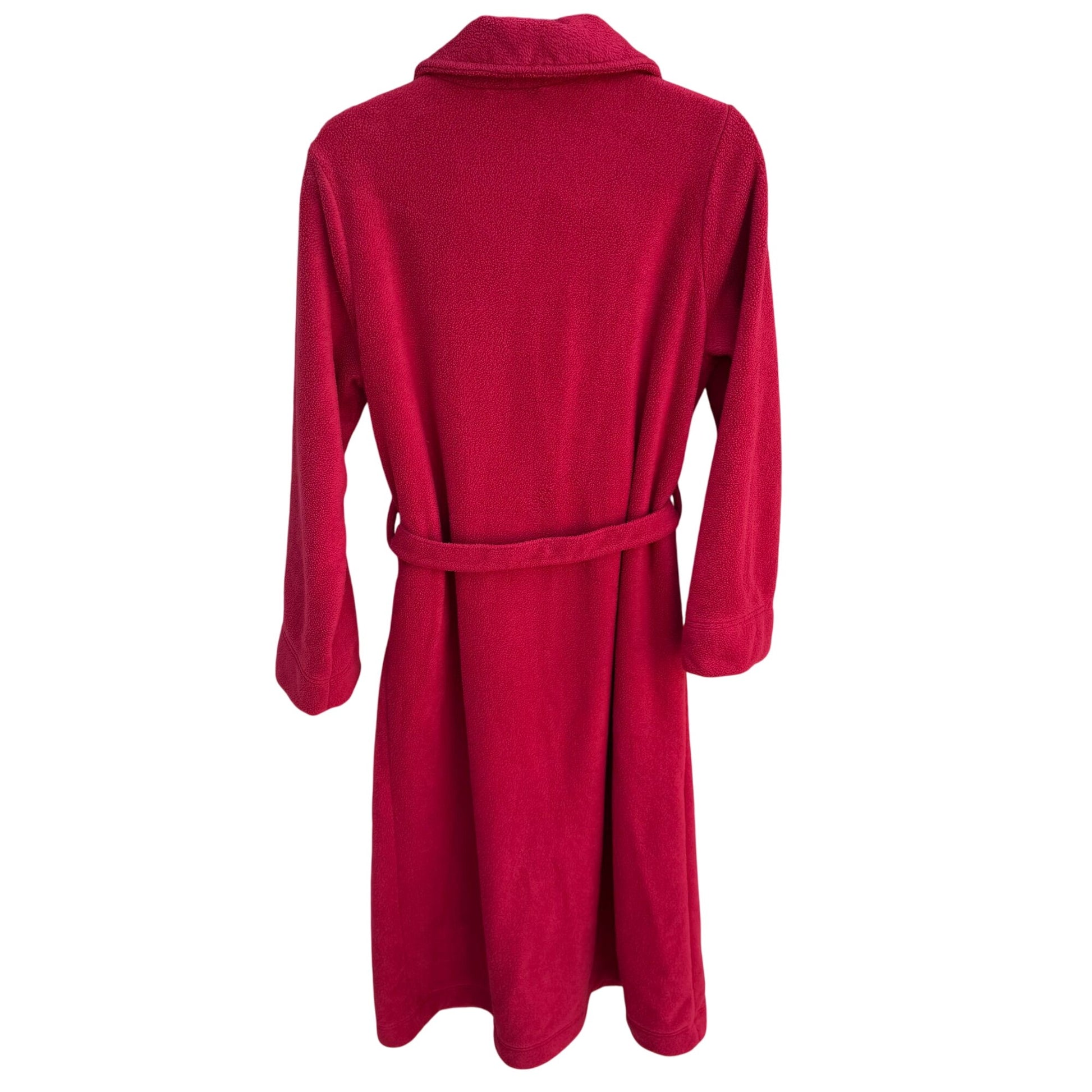 L.L.Bean Womens Red Fleece Belt & Pockets Thick Comfy Winter Bathrobe Medium
