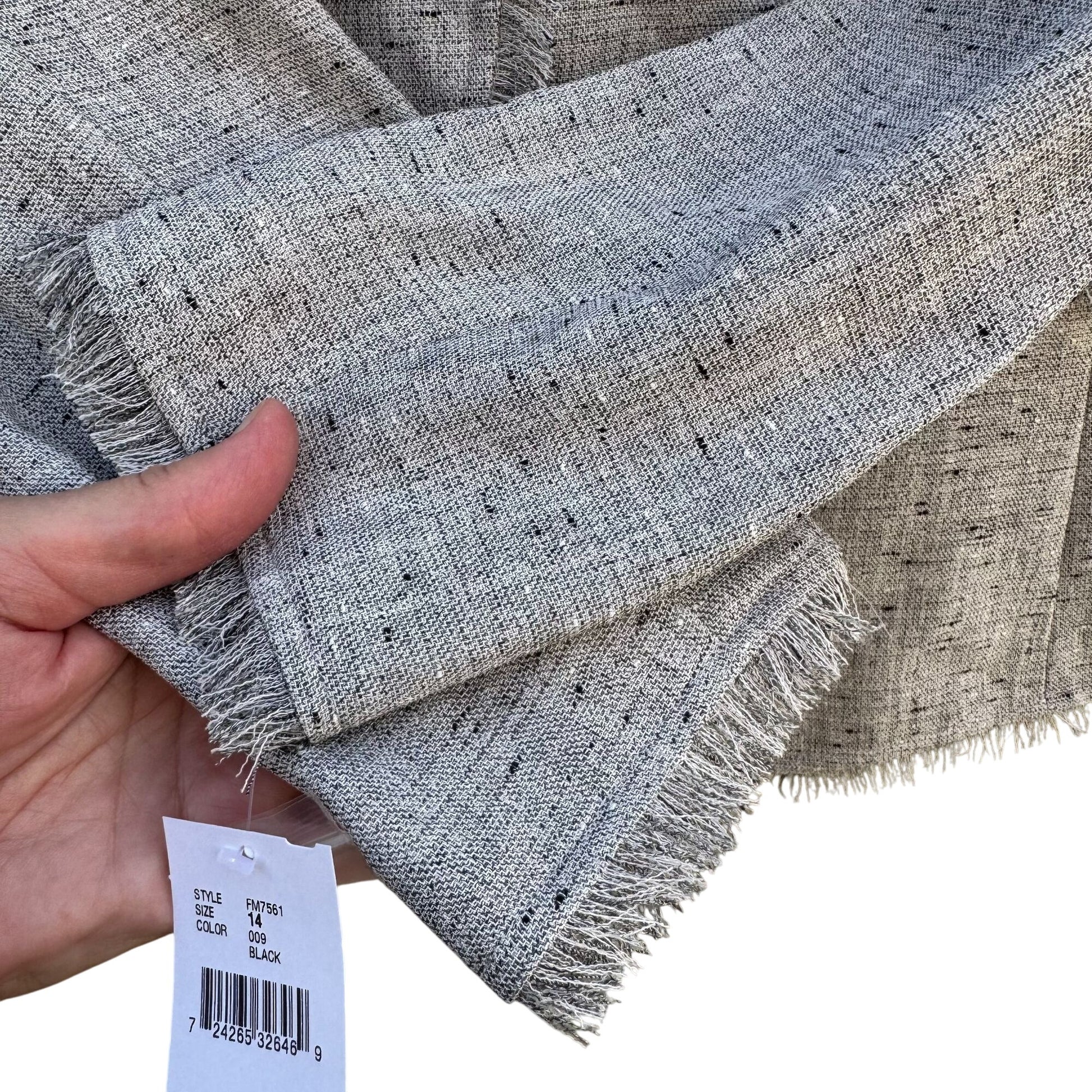 Sutton Studio Womens Frayed Tweed Gray Single Button Closure Blazer Jacket New 14