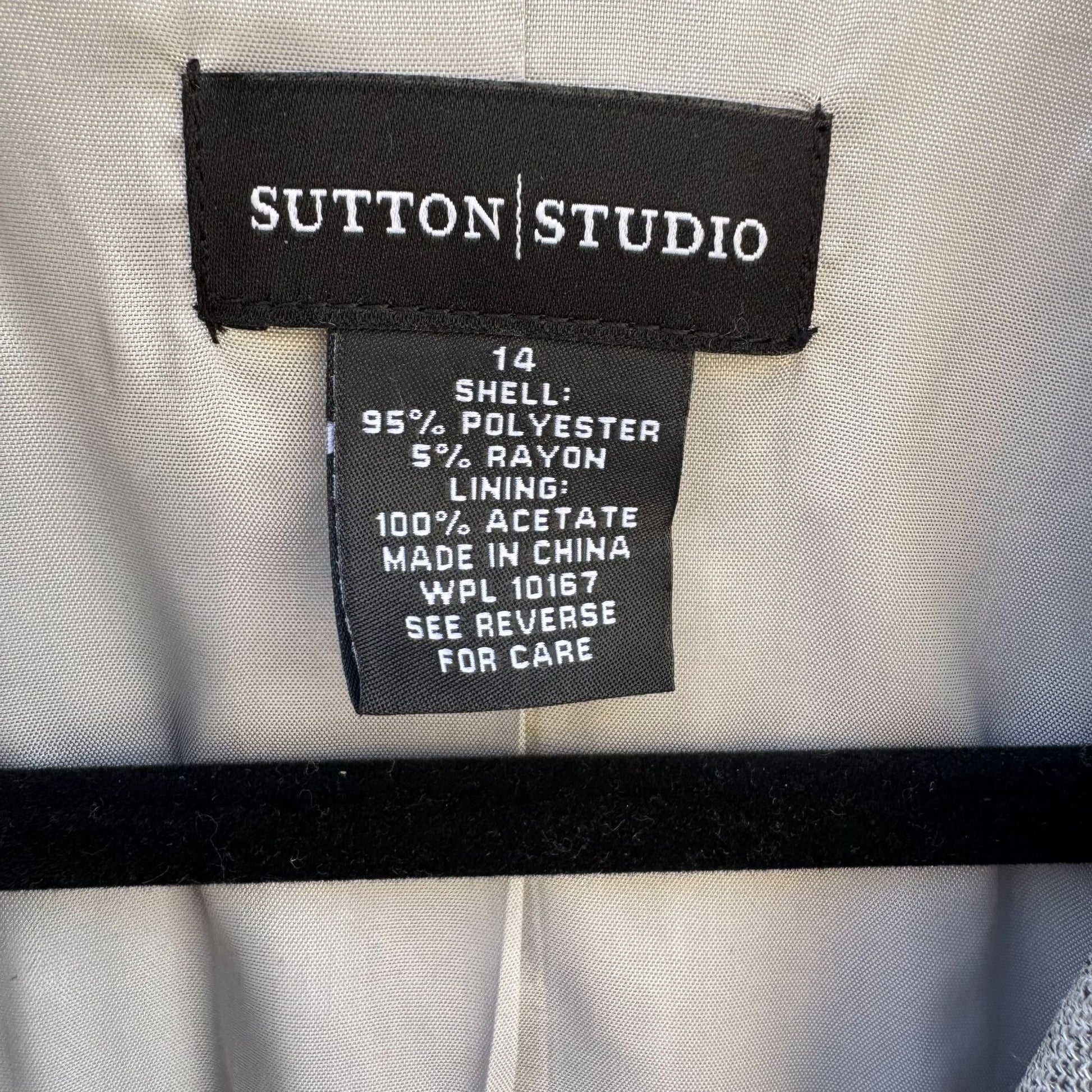 Sutton Studio Womens Frayed Tweed Gray Single Button Closure Blazer Jacket New 14