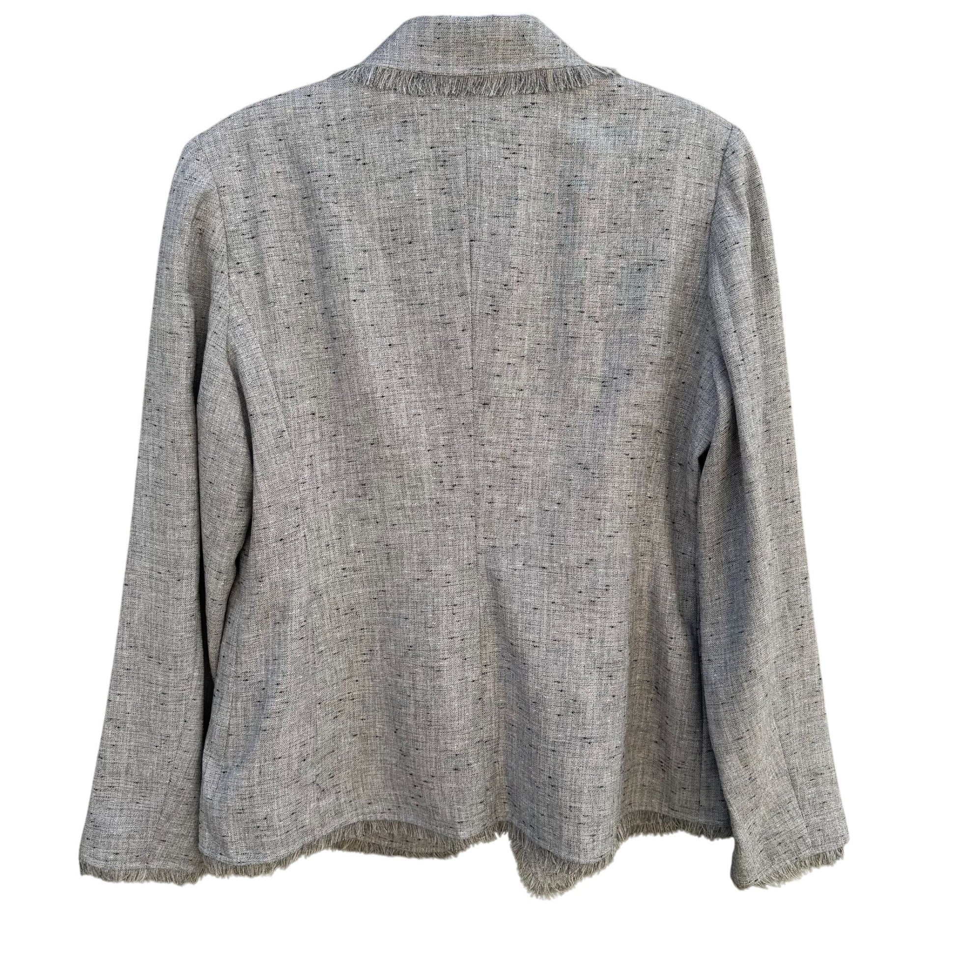Sutton Studio Womens Frayed Tweed Gray Single Button Closure Blazer Jacket New 14