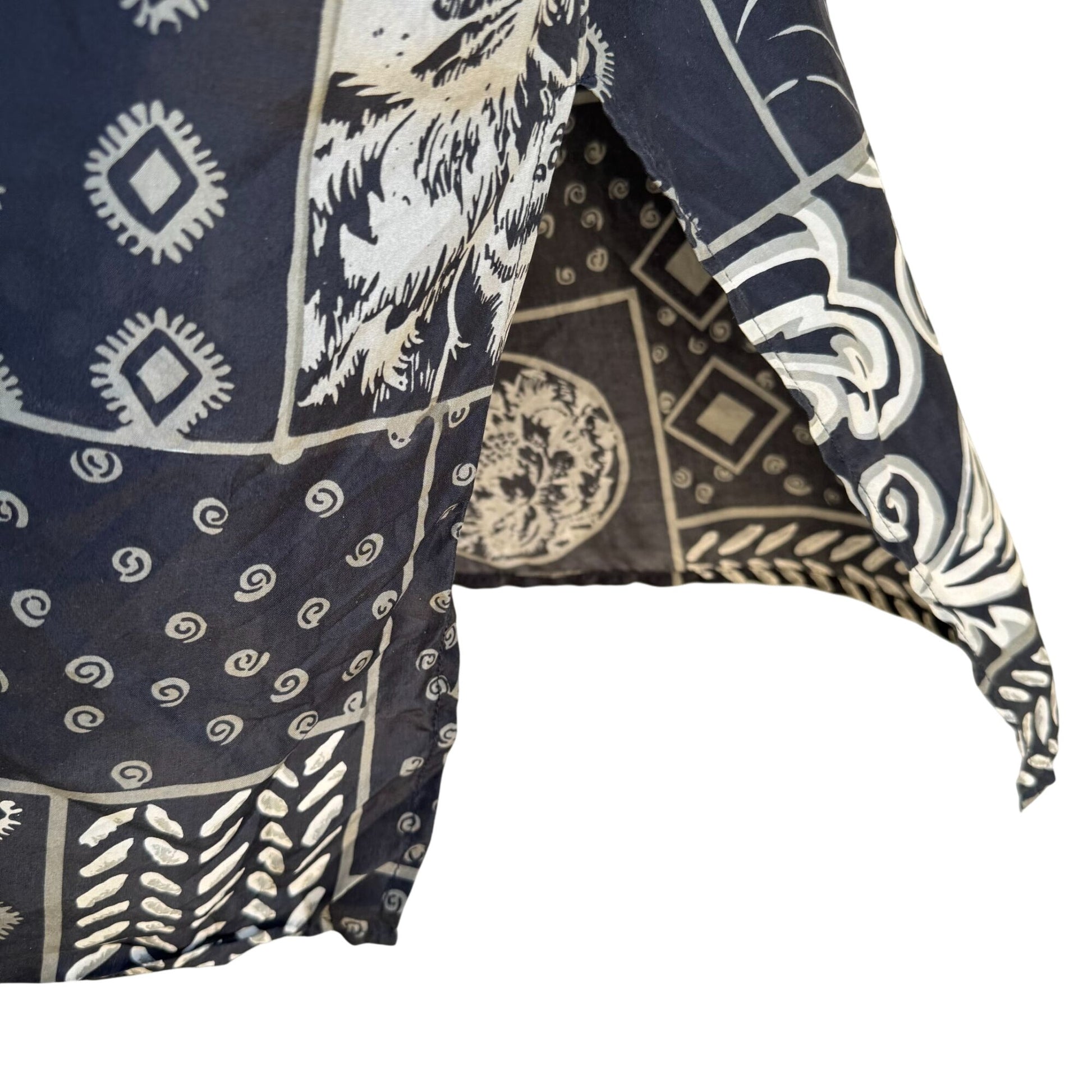 Adrian Jordan Vintage Black Beige Patchwork Paisley Pattern Silk Blouse 22/24