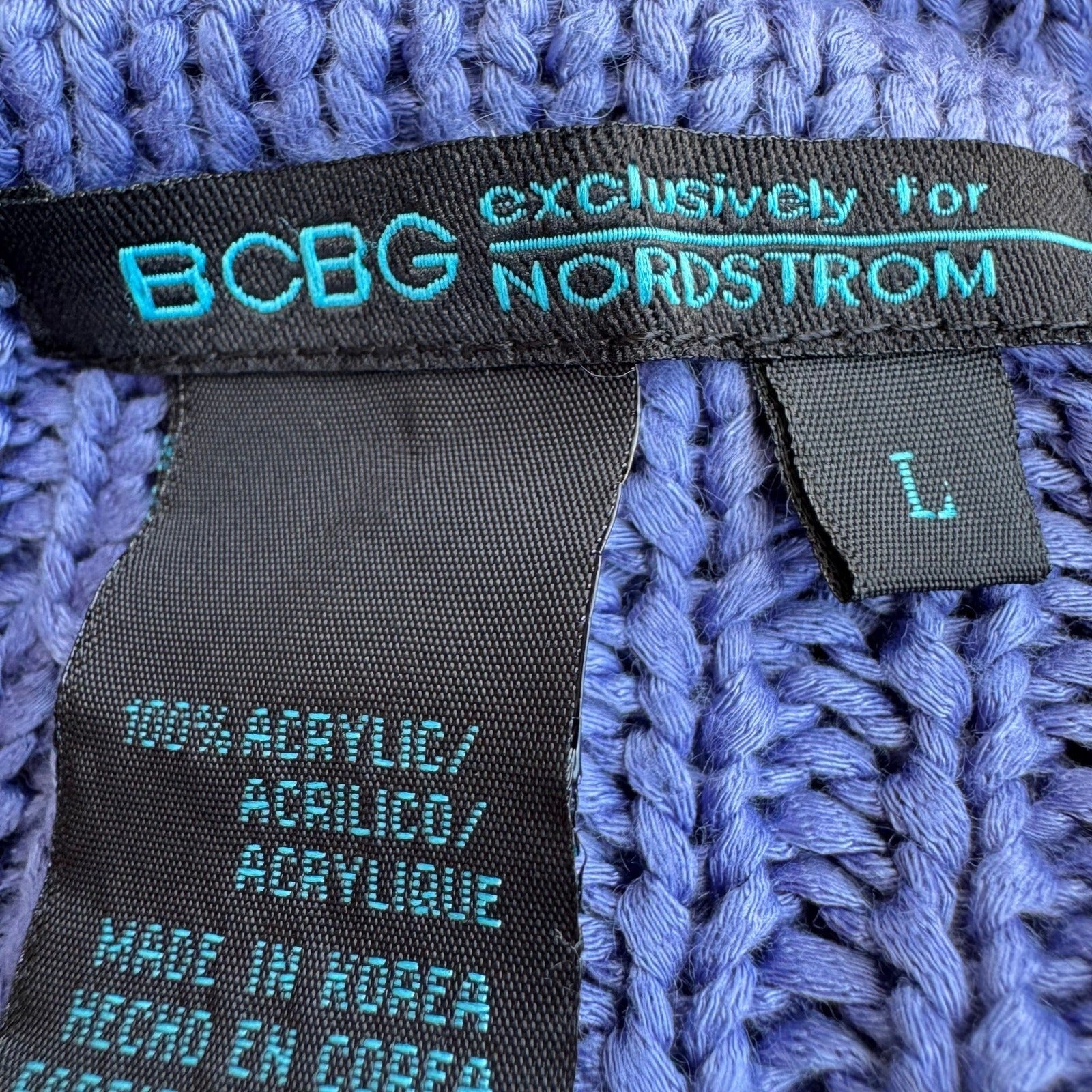 BCBG Nordstrom Y2K Blue Ribbed Chunky Knit Halter Sweater Tank Womens L Coastal