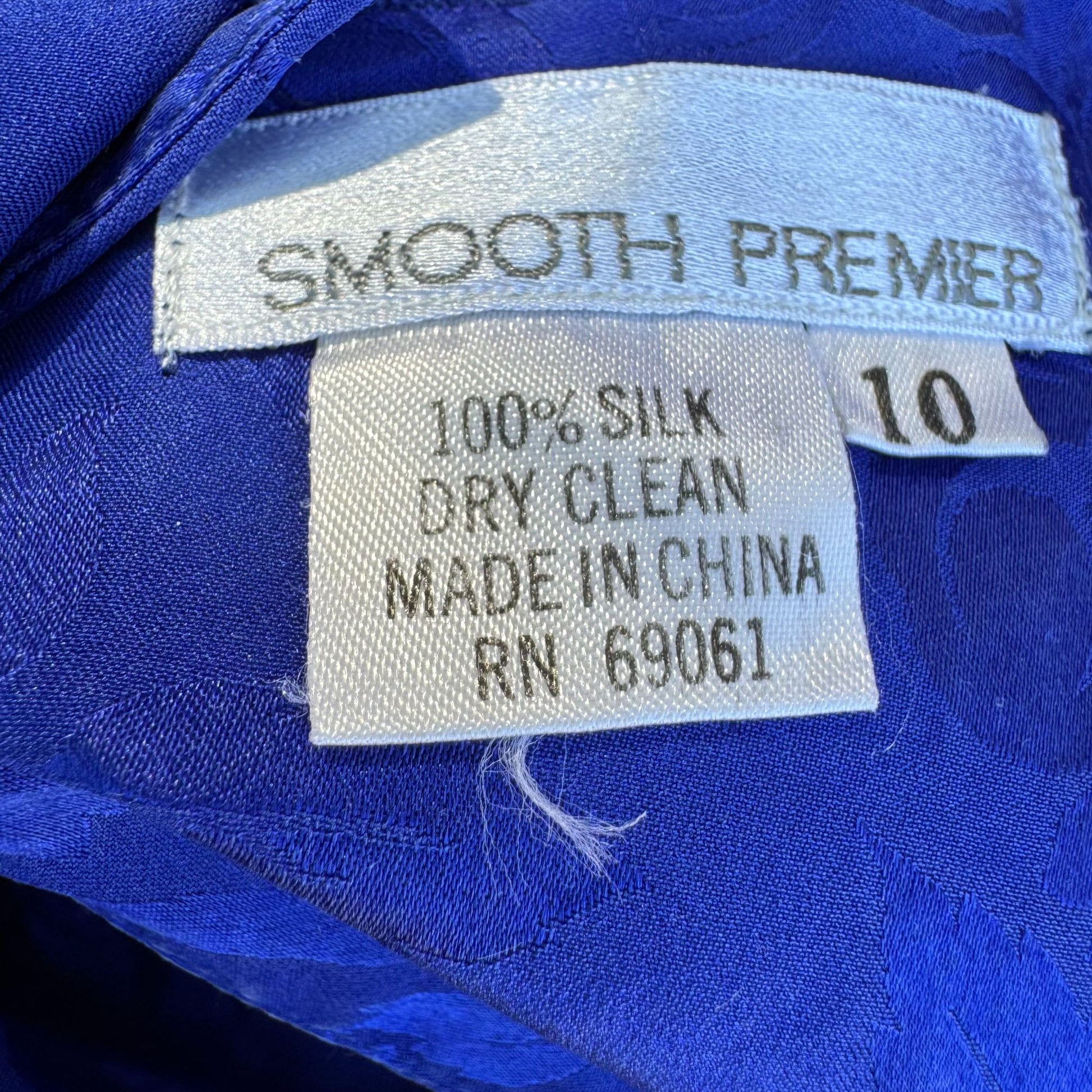 Smooth Premier Vintage Silk Royal Blue Floral Jacquard Open Back Cocktail Dress