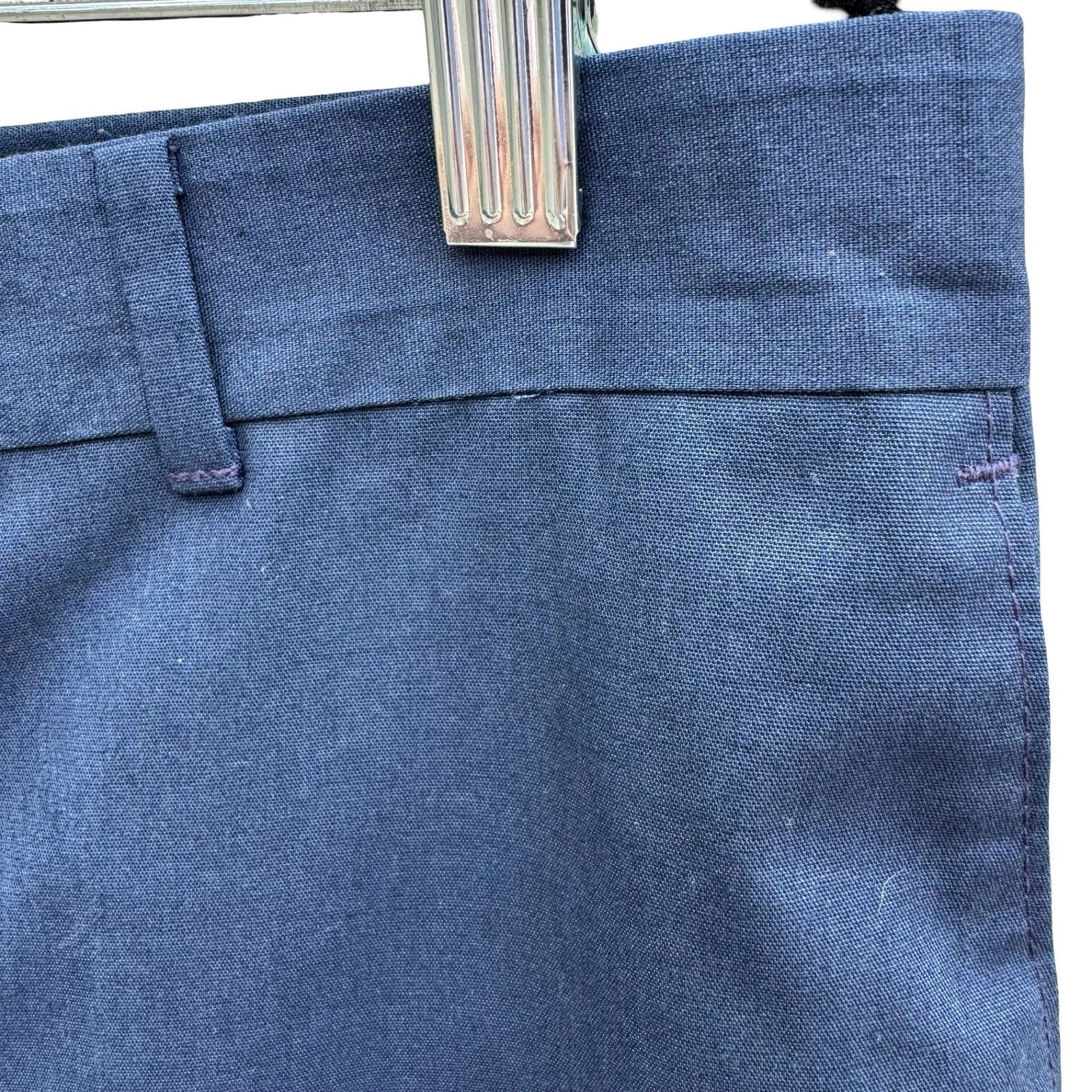 Haggar Mens Blue Cotton Suit 2 Button Blazer 42R Flat Front Pants 33x29 USA Made
