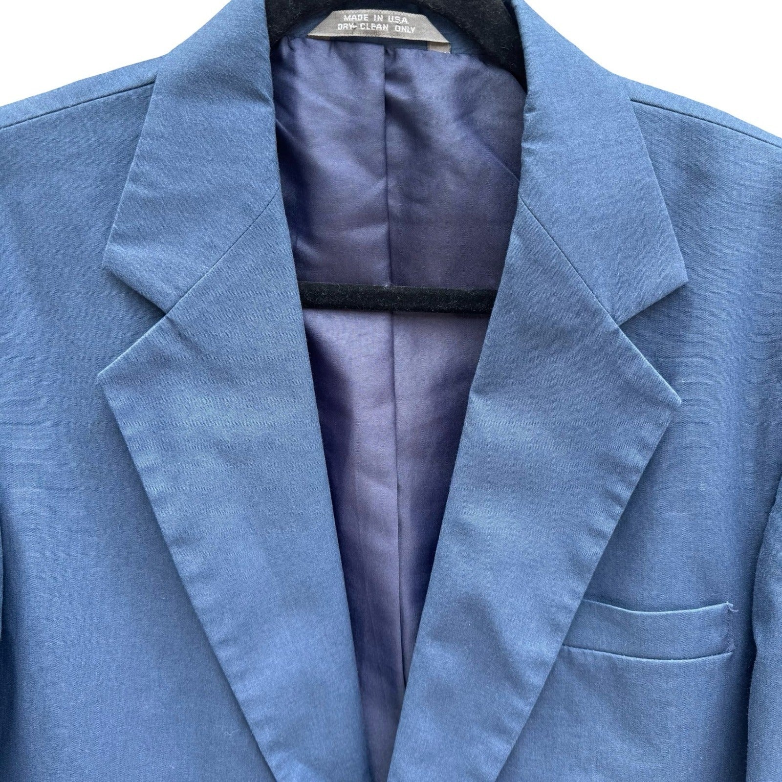 Haggar Mens Blue Cotton Suit 2 Button Blazer 42R Flat Front Pants 33x29 USA Made