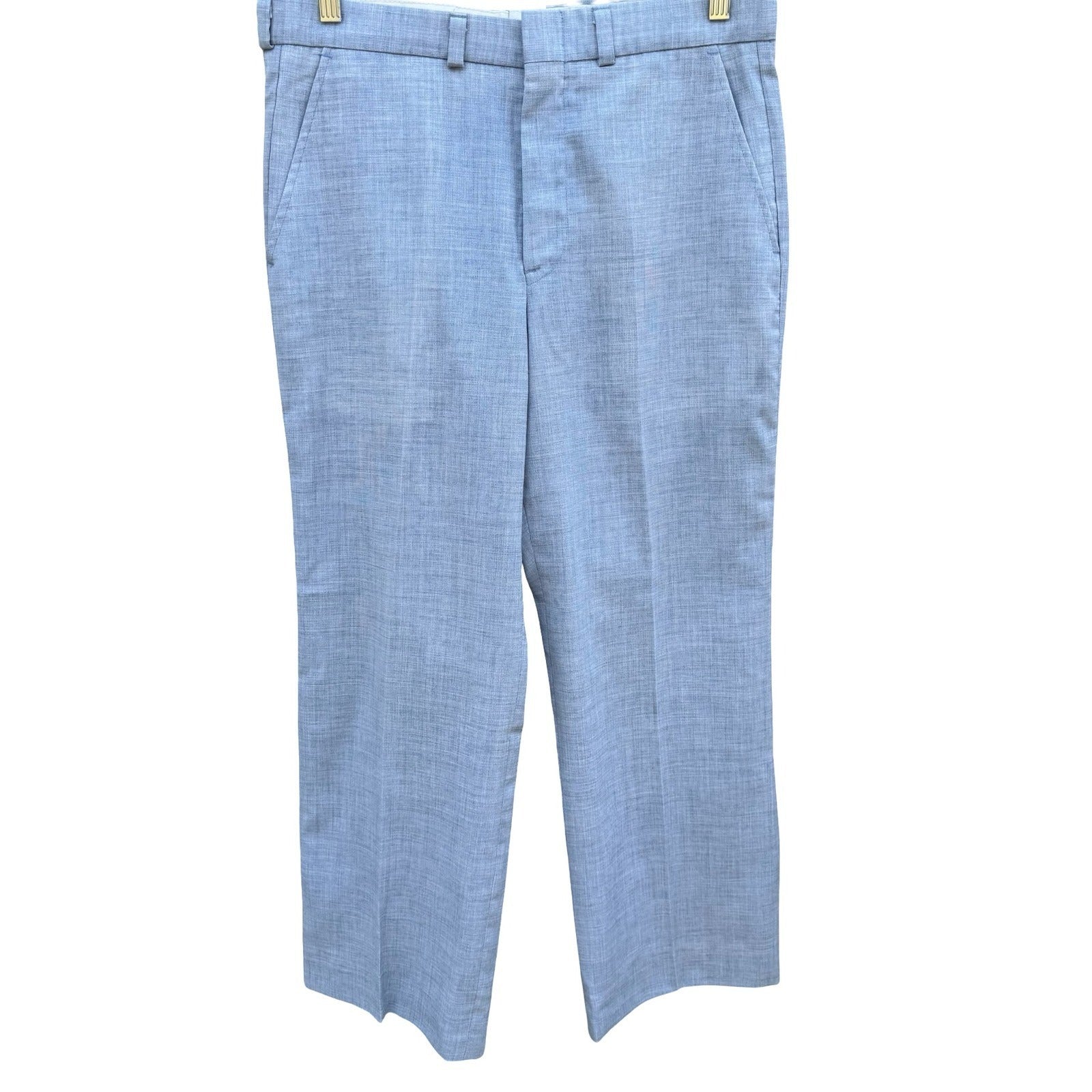 BP Britches Vintage 70s 80s Mens Blue Textured Retro Dress Pant Tailored Leisure