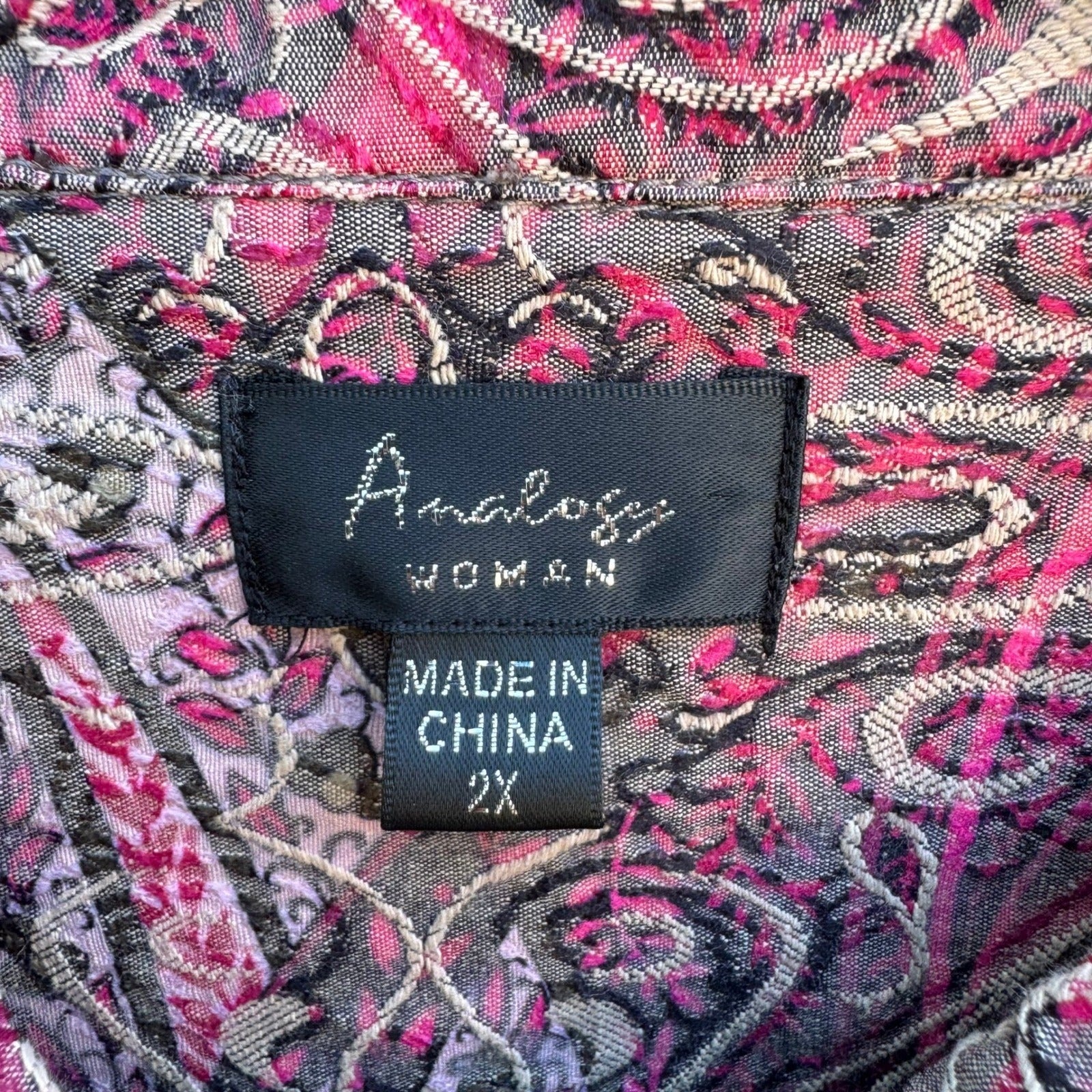 Analogy Boho Eclectic Art To Wear Maximalist Paisley Textured Denim Jacket 2X