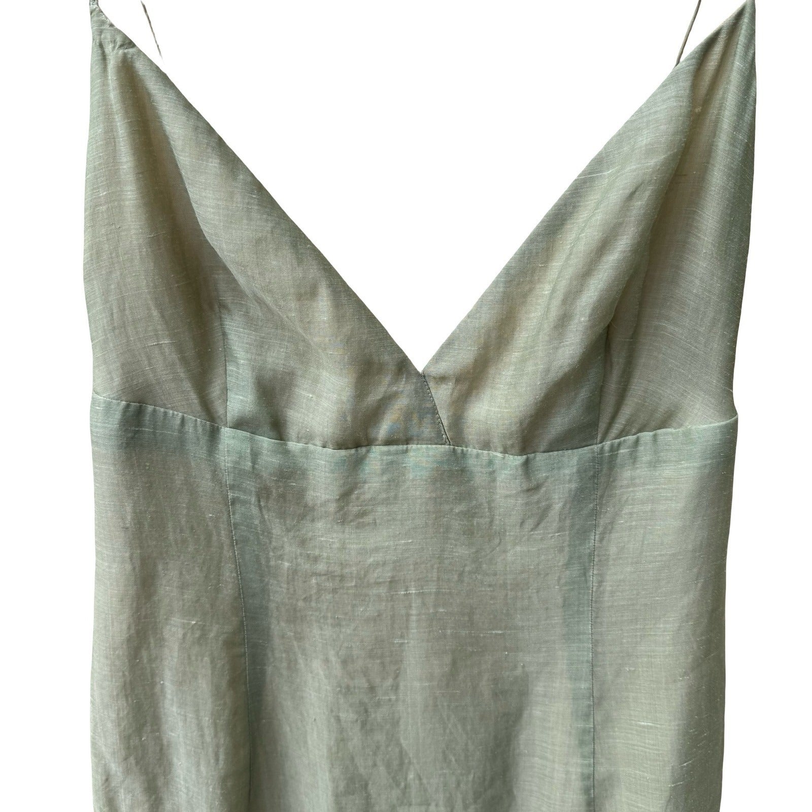 Kathryn Dianos Vintage 90s Silk Ramie Minimalist Coastal Midi Sheath Dress XS