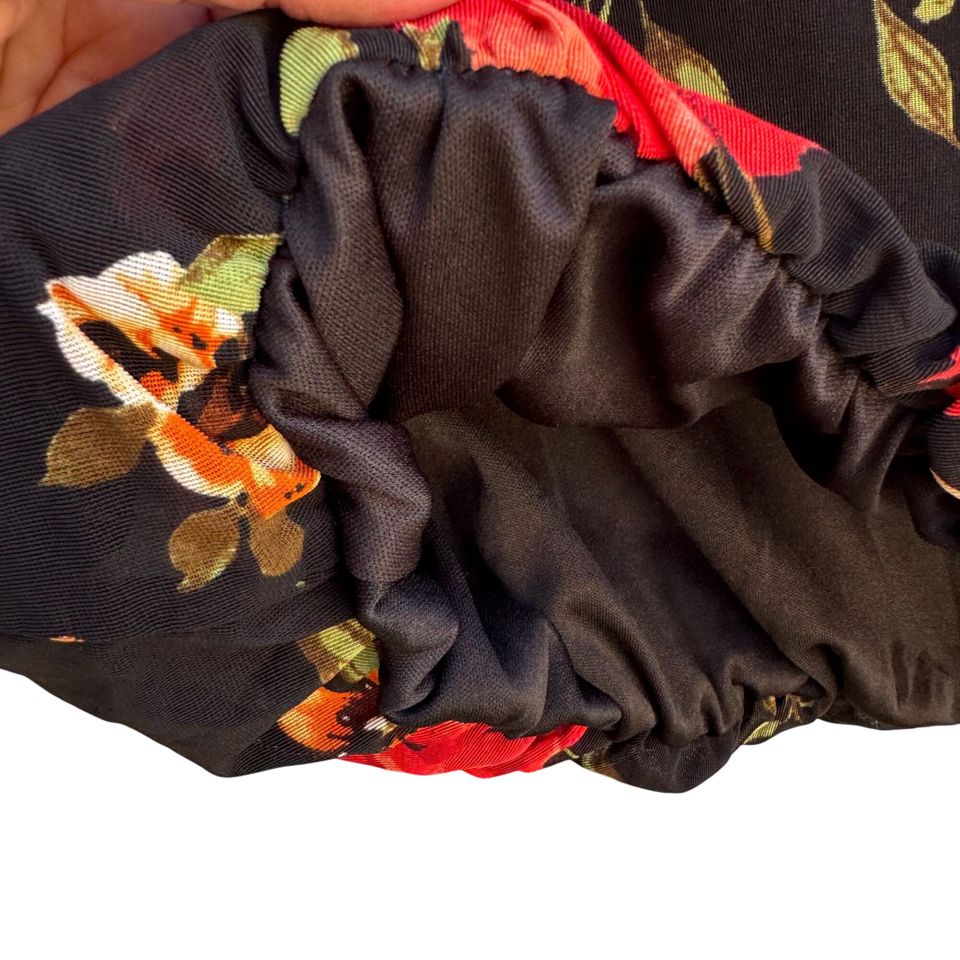 Ember Womens Floral Boho Ruched Bell Sleeves Elastic Hem Flowy Shirt Blouse M