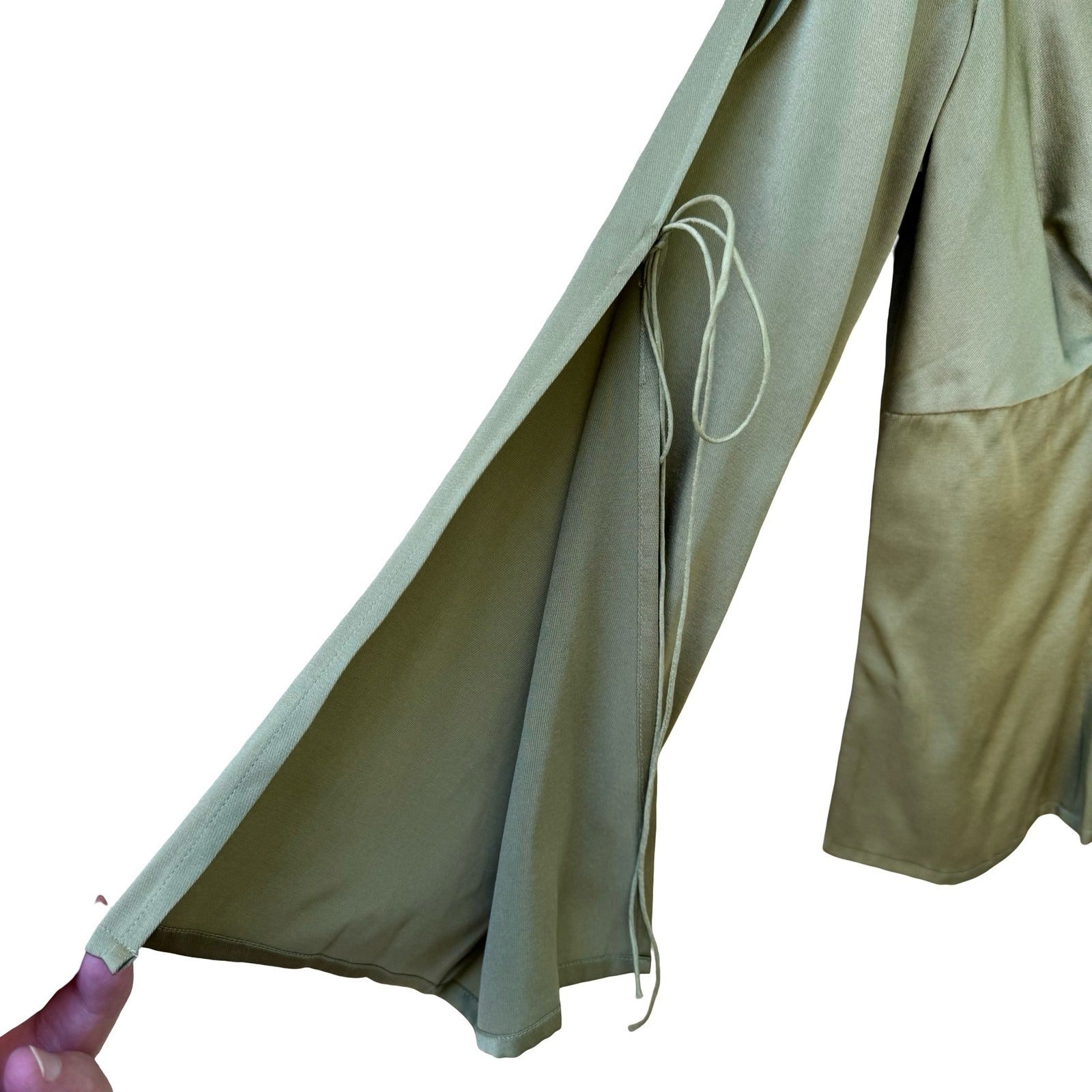 Filippa Y2K Ethereal Silk Blend Romantic Fairycore Split Sleeve Green Blouse 4