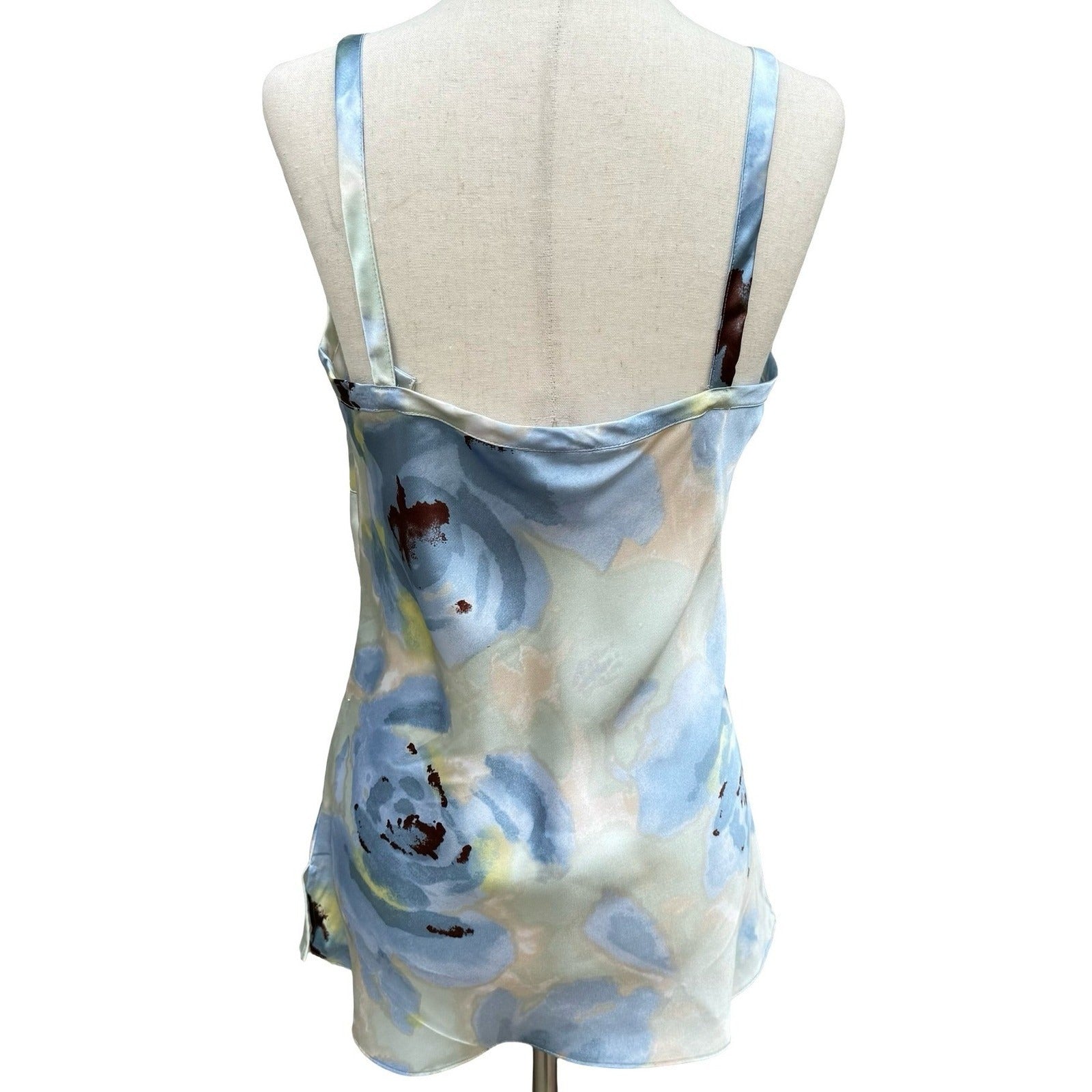 George Womens M Mint Breeze Floral Satin Lace Trim Camisole Top Coquette Fairy