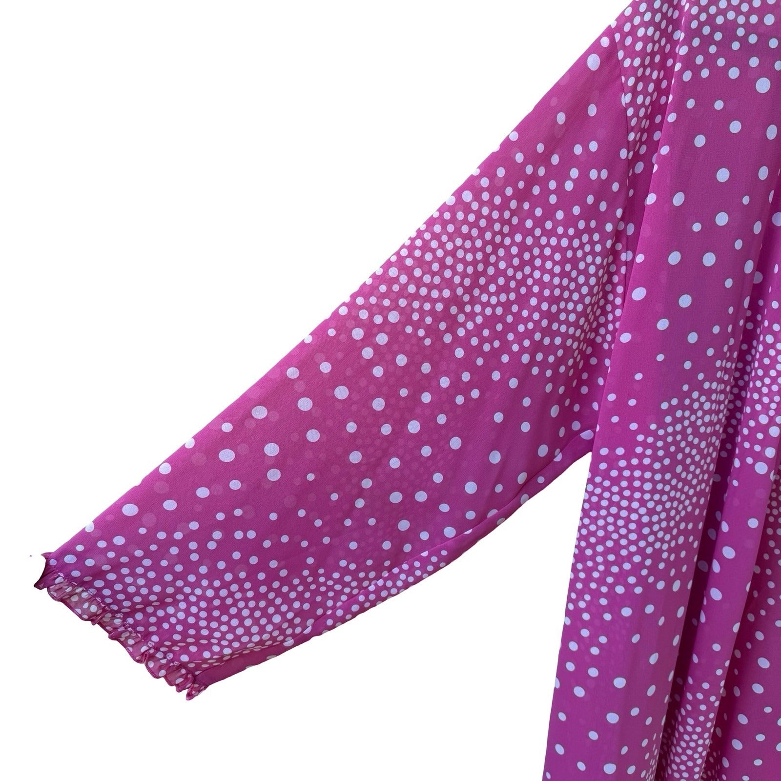 Nordstrom Lingerie Coquette Romantic Pink Polka Dot Sheer Chiffon Robe M/L NWT