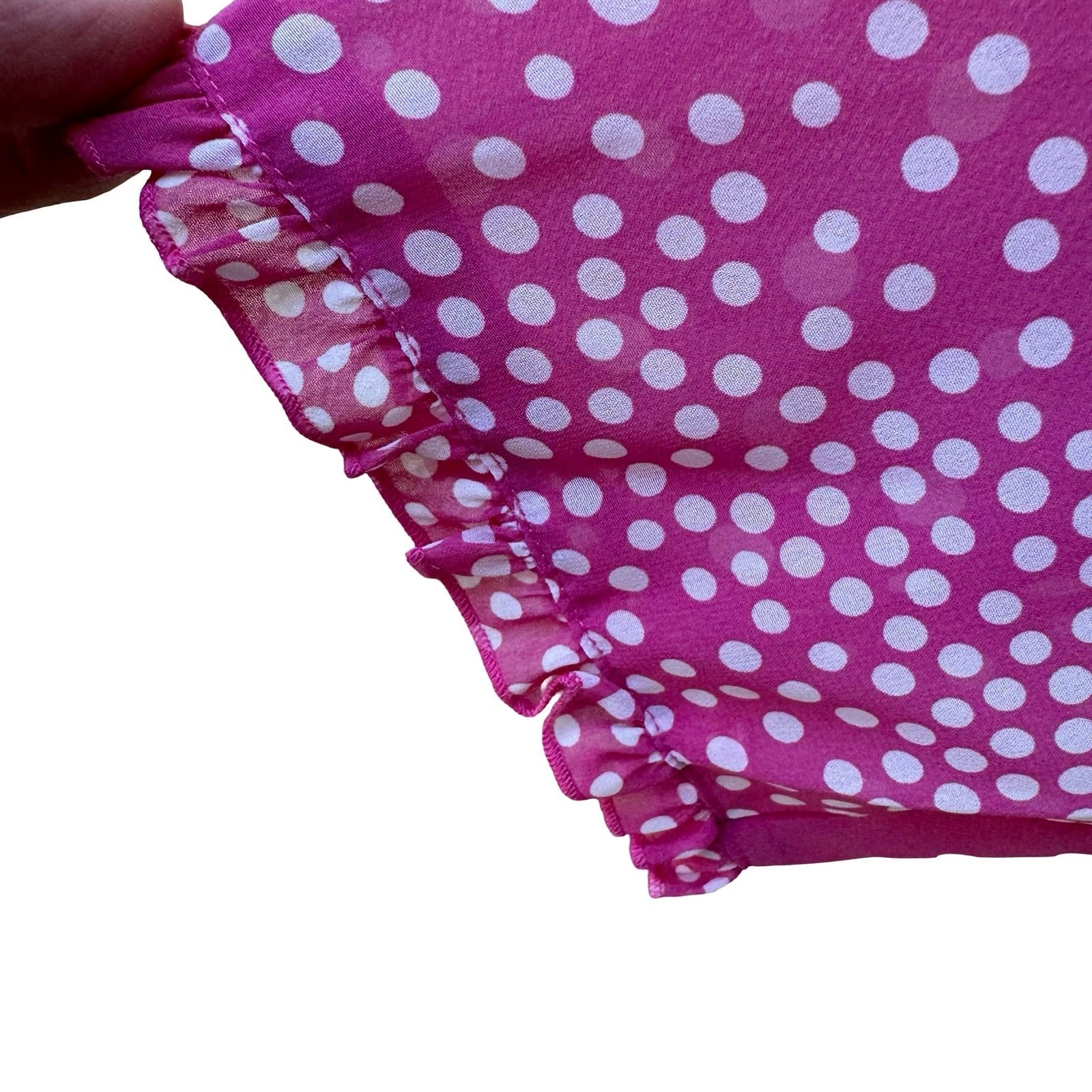 Nordstrom Lingerie Coquette Romantic Pink Polka Dot Sheer Chiffon Robe M/L NWT