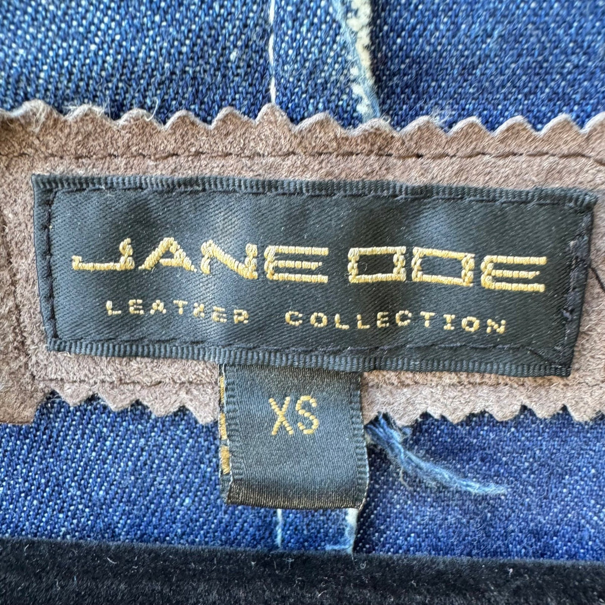 Jane Doe Y2K Suede Denim Contrast Stitch Raw Edge Trench Jacket Brown Womens XS