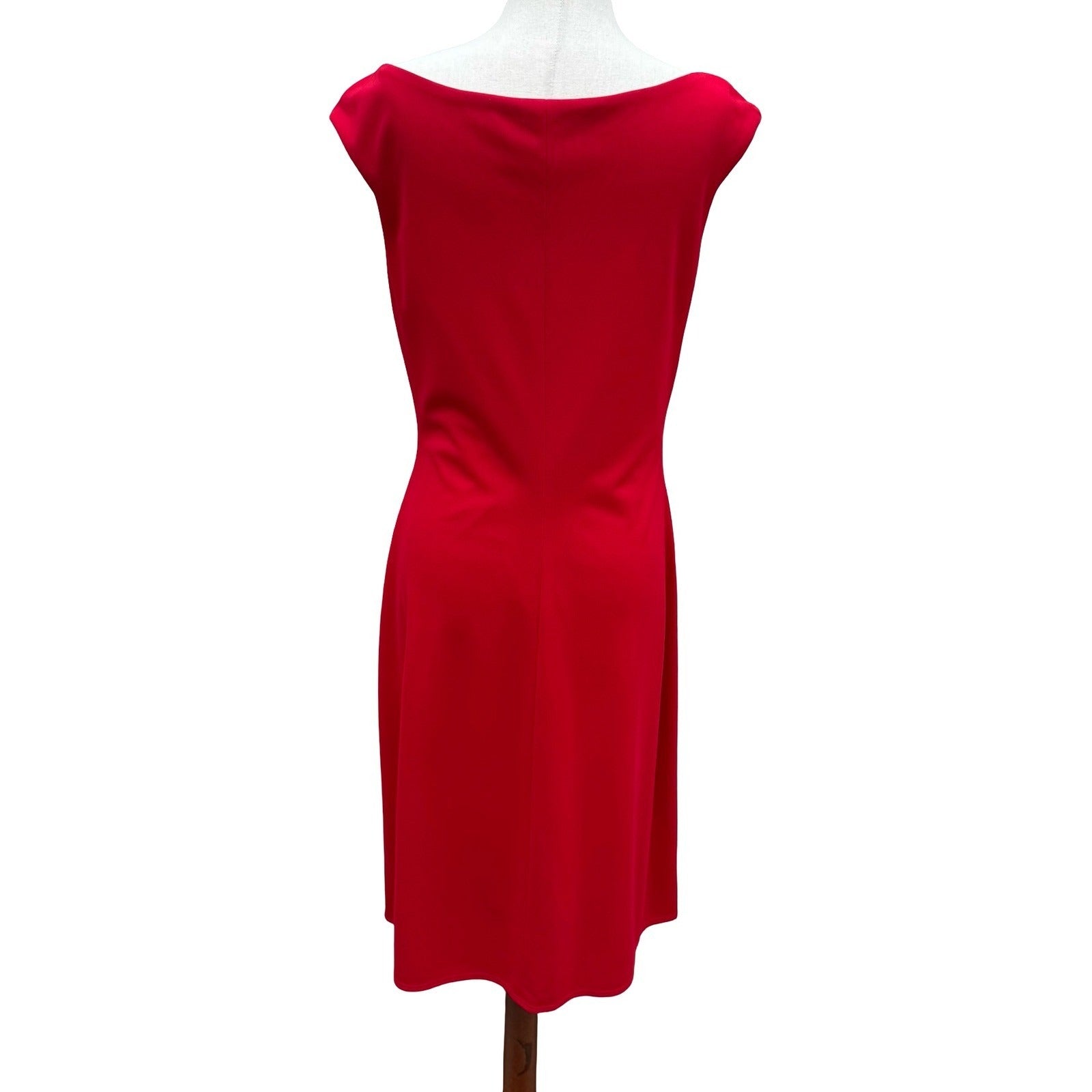 Laundry by Shelli Segal Red Twist Knot V-Neck Sheath Cocktail Dress 10 Pinup