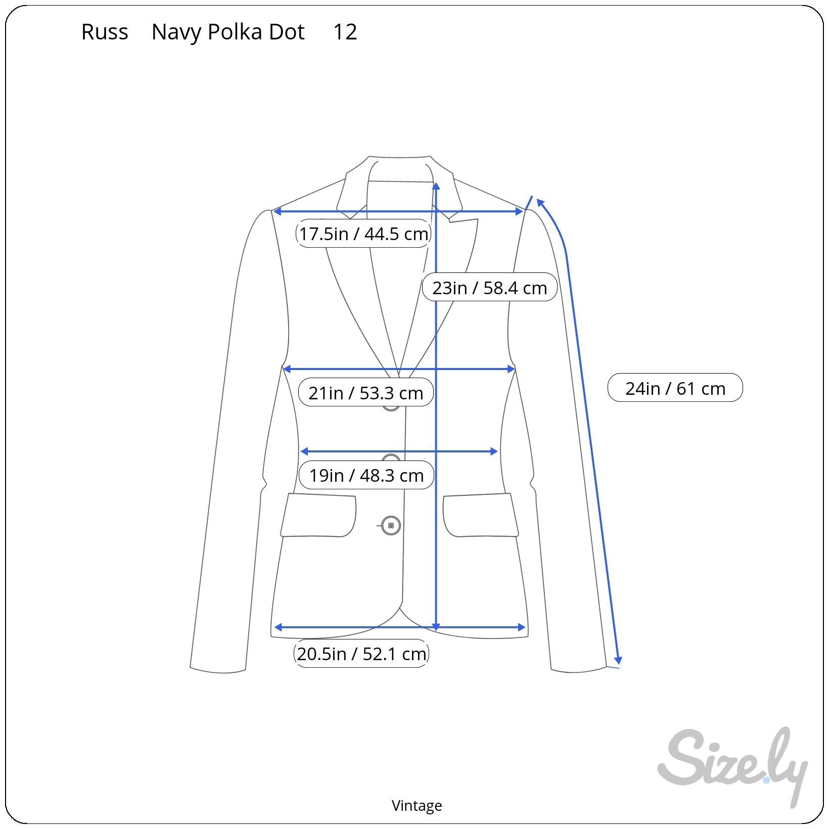 Russ Vintage Navy White Polka Dot Womens Retro Chic Lined Preppy Jacket Blazer