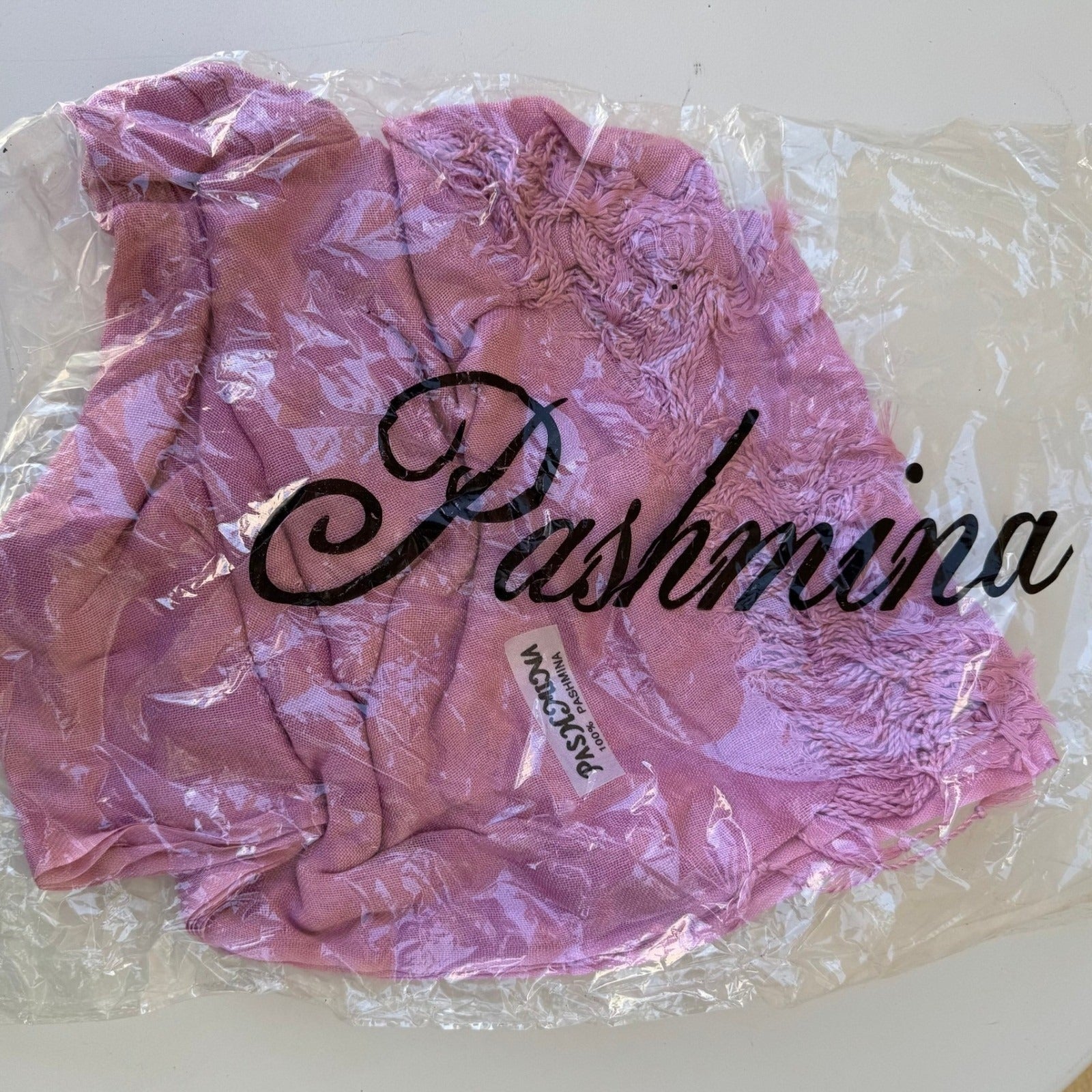 Pastel Pink 100% Pashmina Minimalist Coquette Soft Girl Fringe Scarf Shawl Wrap