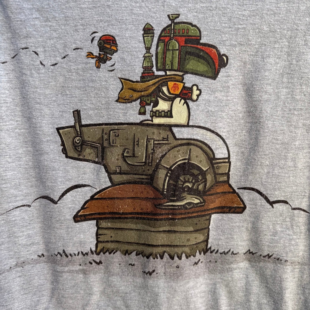Port & Company Snoopy Boba Fett Star Wars Mashup Graphic T-Shirt Gray Mens L