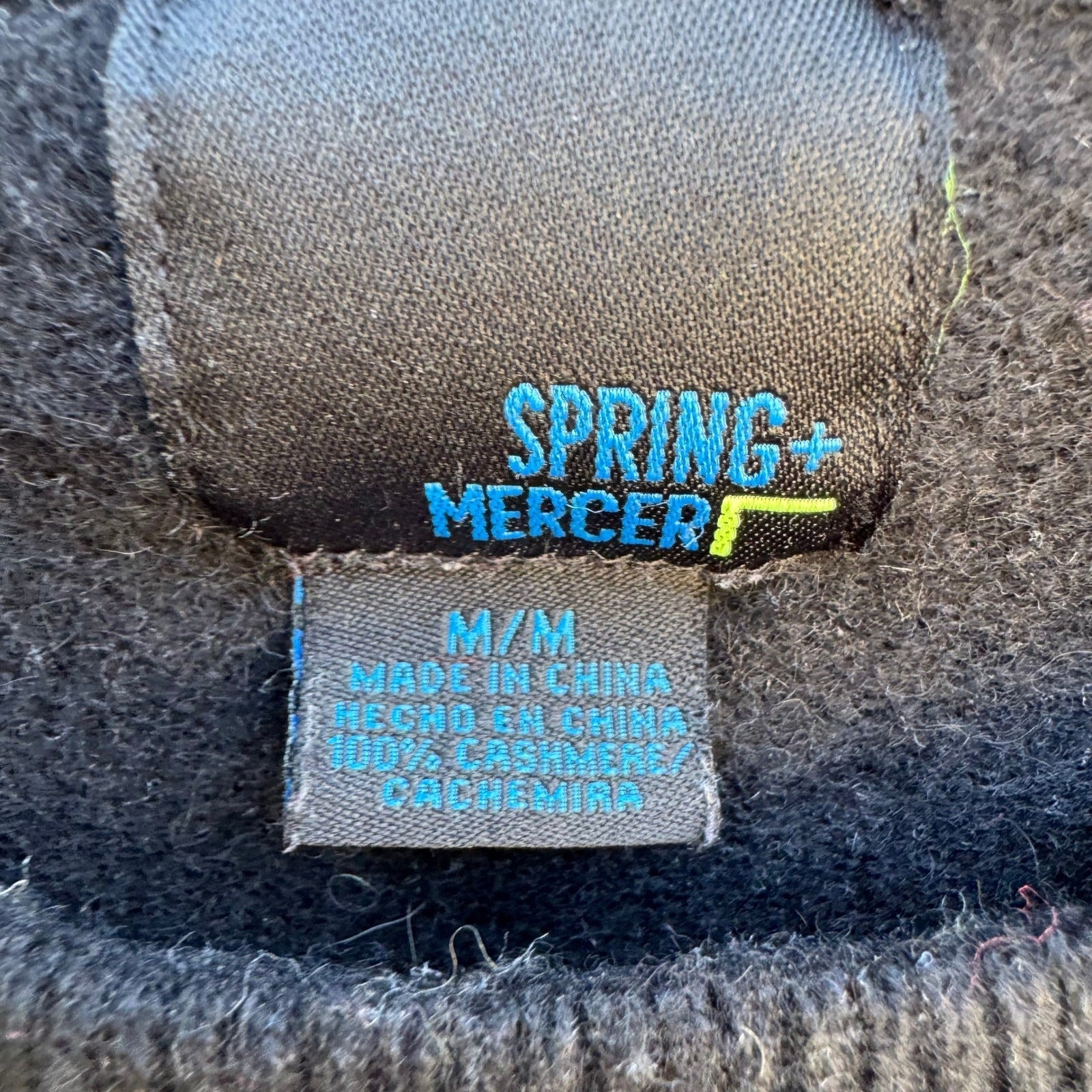 Spring + Mercer 100% Cashmere Luxury Preppy Argyle Crewneck Sweater Black Mens M