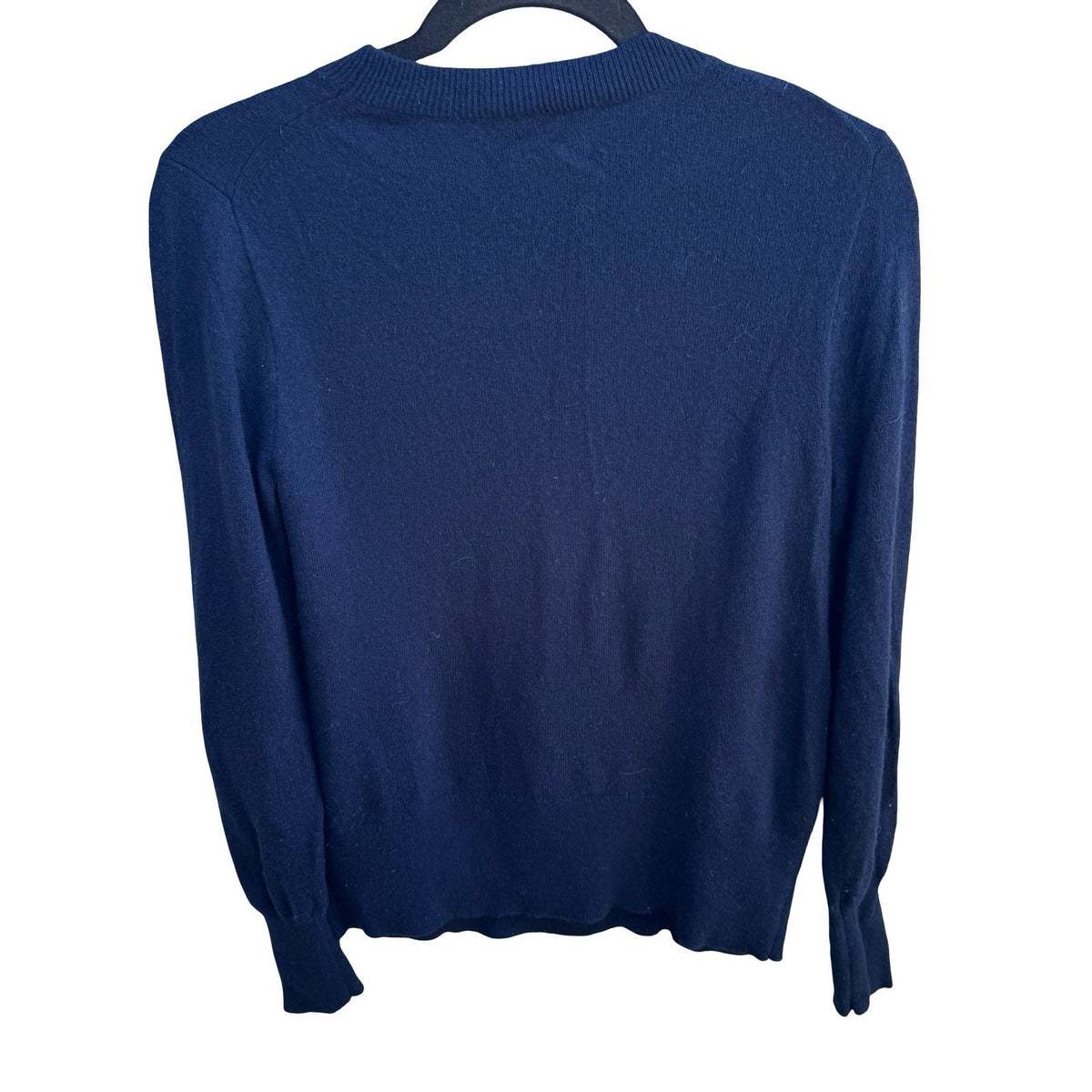 J Crew Cashmere Preppy Classic Fit Minimalist Sweater Embroidered Detail Navy S