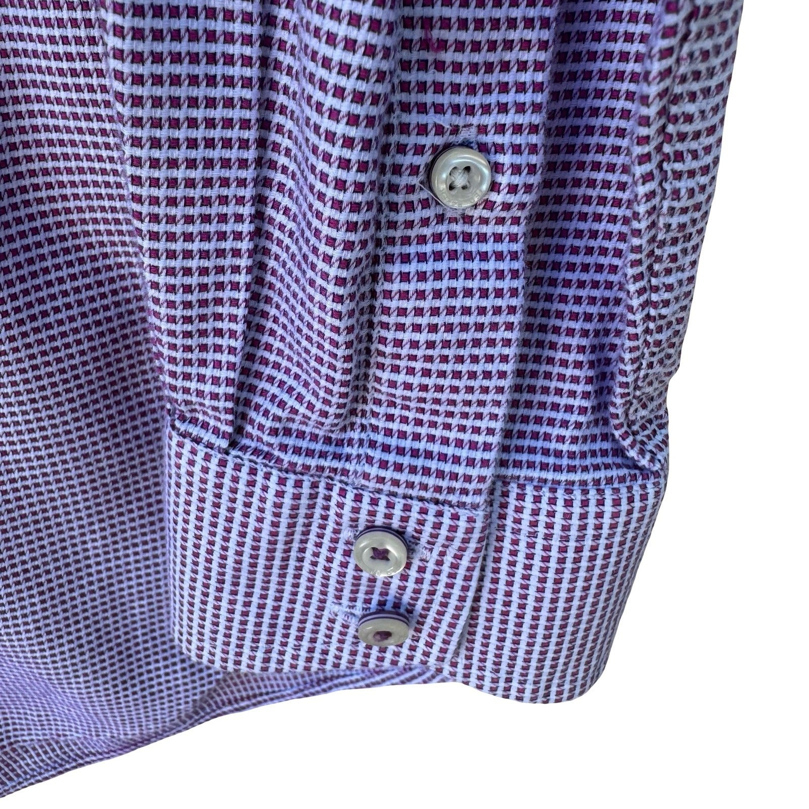 Ted Baker Endurance Preppy Micro Check Dress Shirt Purple Tailored Dandy Mens M
