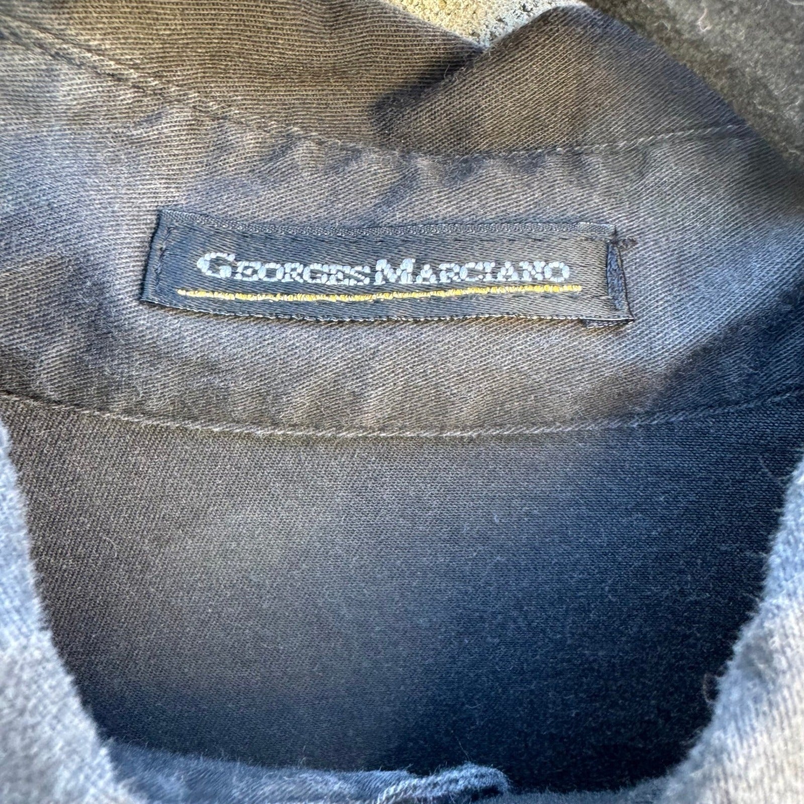 Georges Marciano Vintage Mens M Charcoal Long Sleeve Button Down Utility Shirt