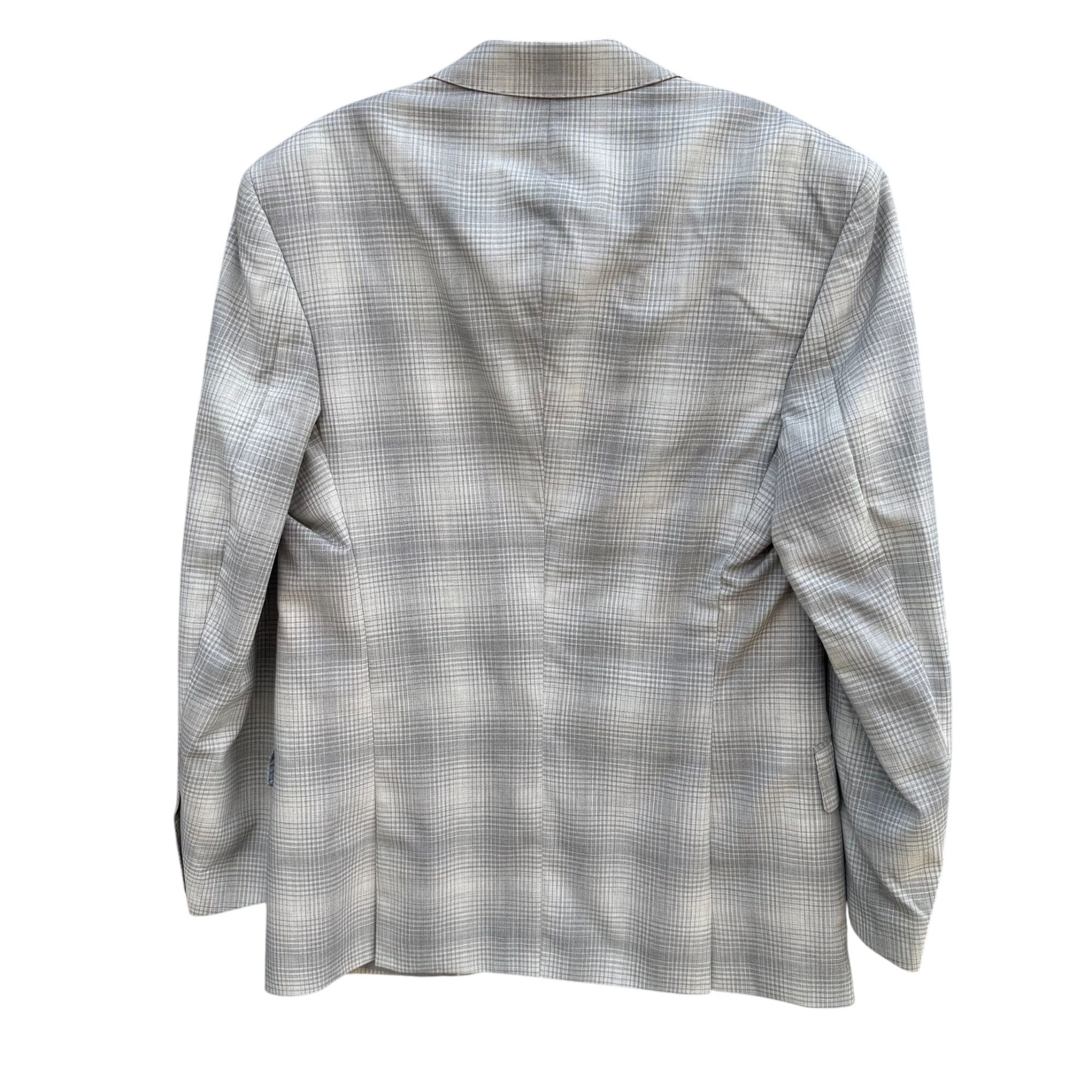 Sergio Valentino Firenze Italian Super 150s Wool Mens 3-Piece Gray Plaid Suit