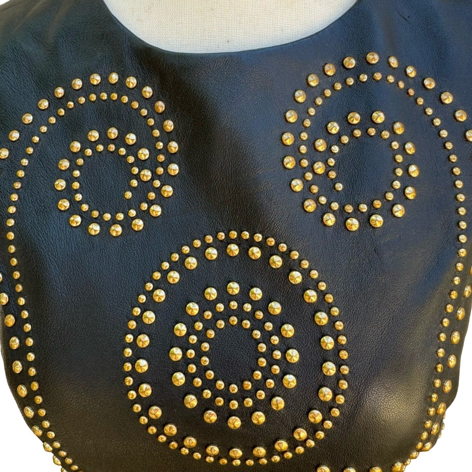 Versace for H&M Black Leather Studded Sleeveless Dress Gold Studs 6 2011 Collab
