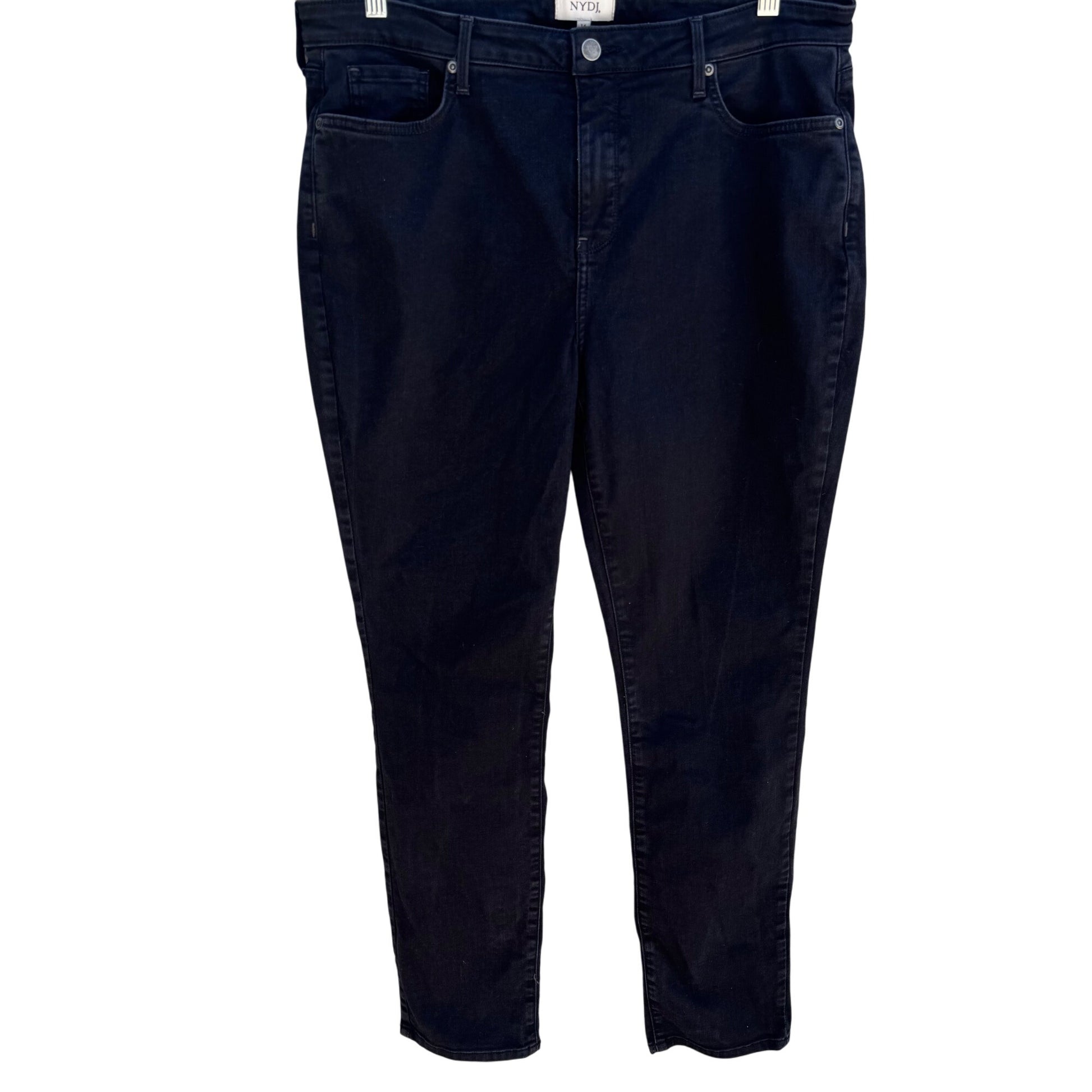 NYDJ Womens Lift Tuck Technology Black Denim Skinny Stretch Mid Rise Jeans 14