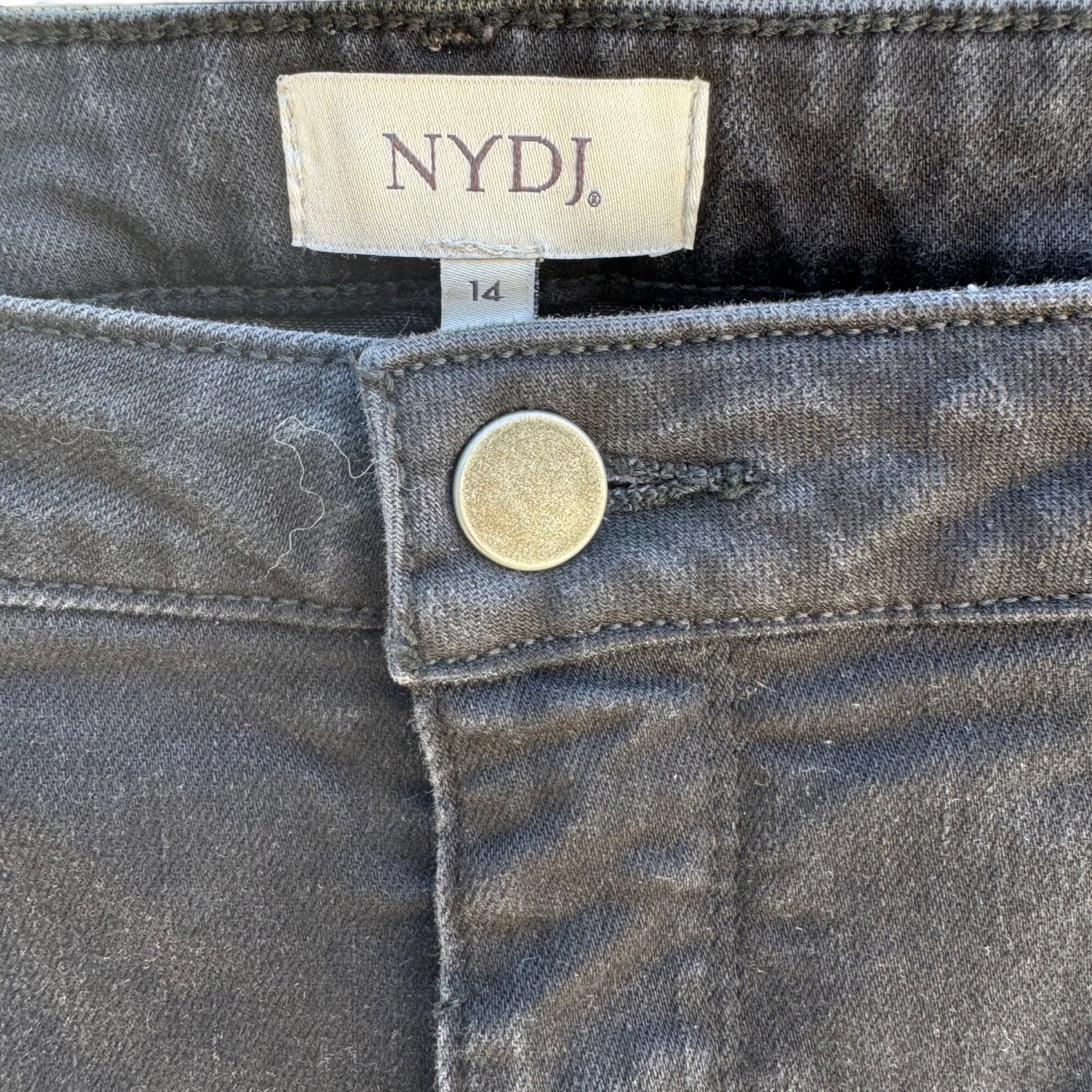 NYDJ Womens Lift Tuck Technology Black Denim Skinny Stretch Mid Rise Jeans 14