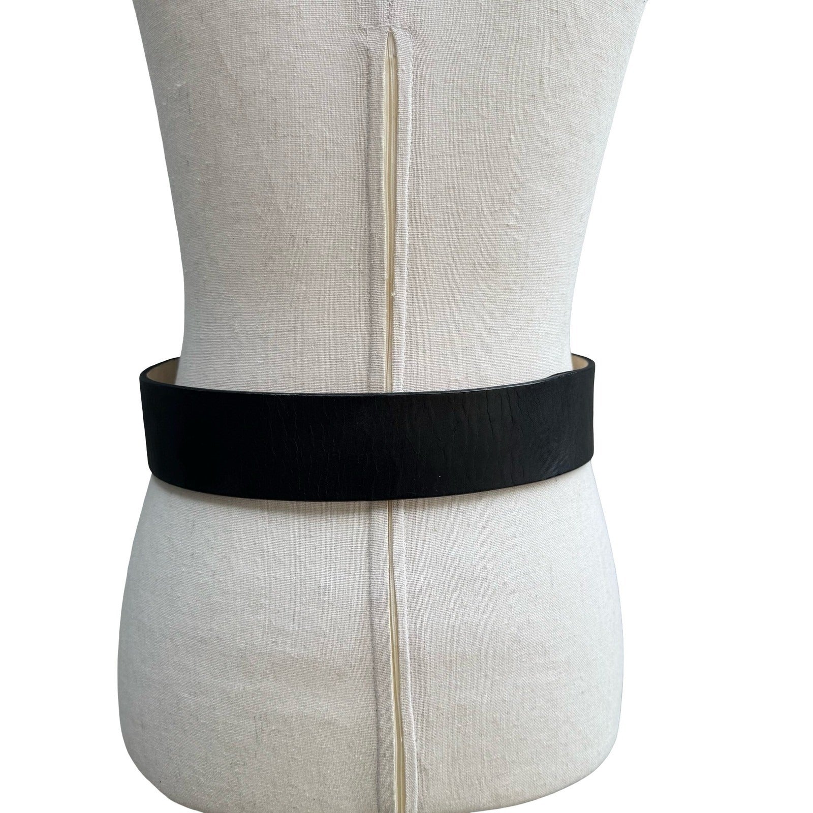 Sheri Bodell Vintage Y2K Minimalist Edgy Black Genuine Leather Wide Cinch Belt S