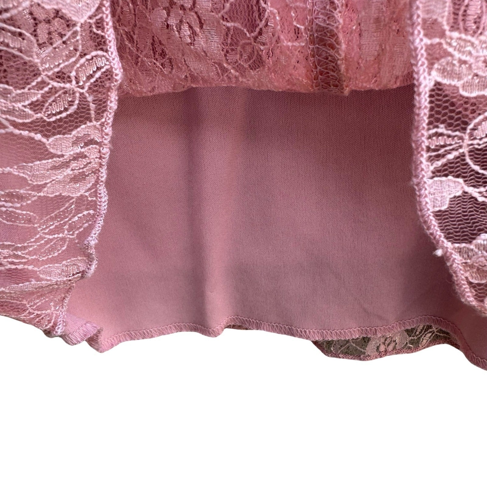 BIYAYCDA Y2K Coquette Balletcore Romantic Pink Floral Feminine Lace Blouse XL