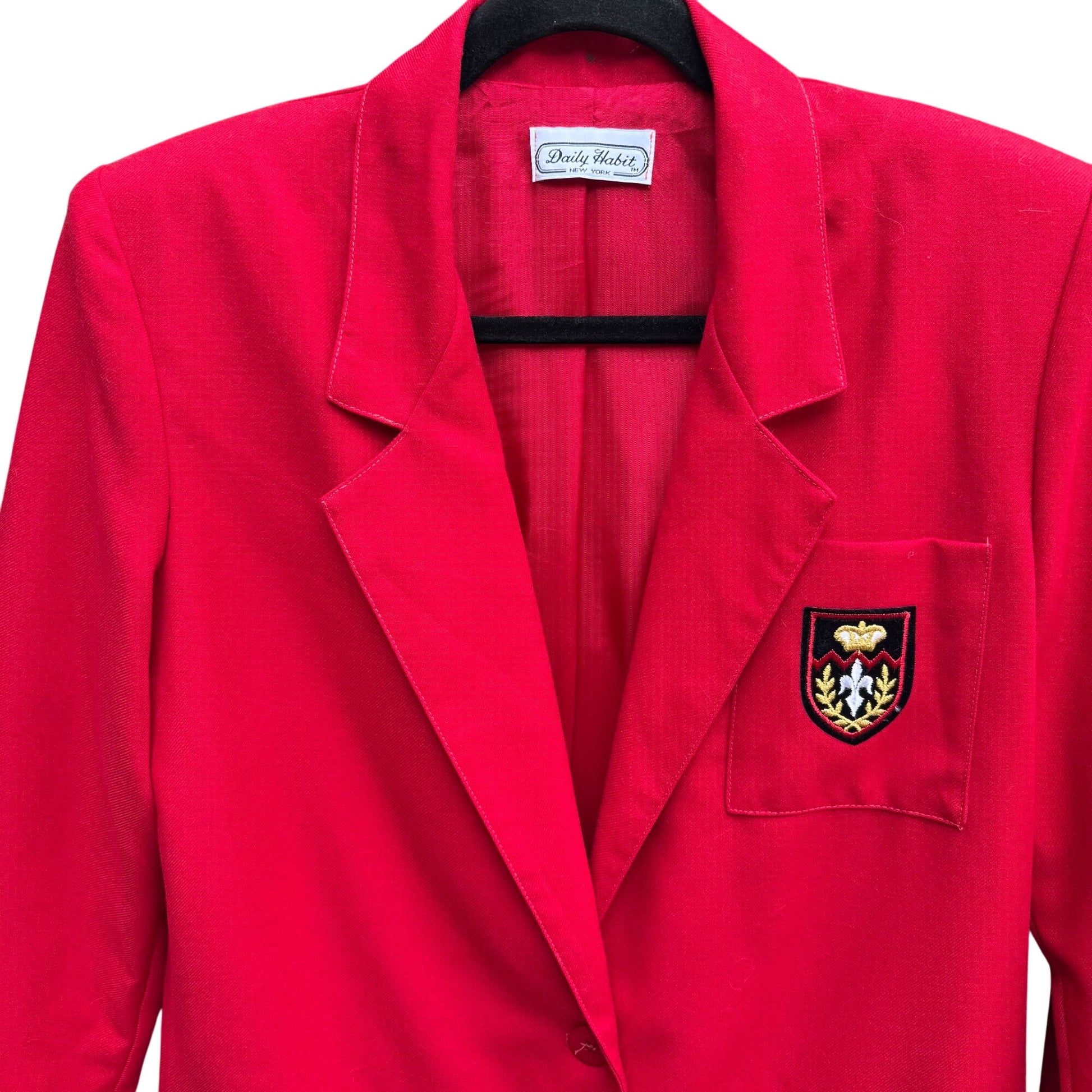 Daily Habit Vintage 80s Womens Crest Blazer Jacket Preppy Old School Oversized L