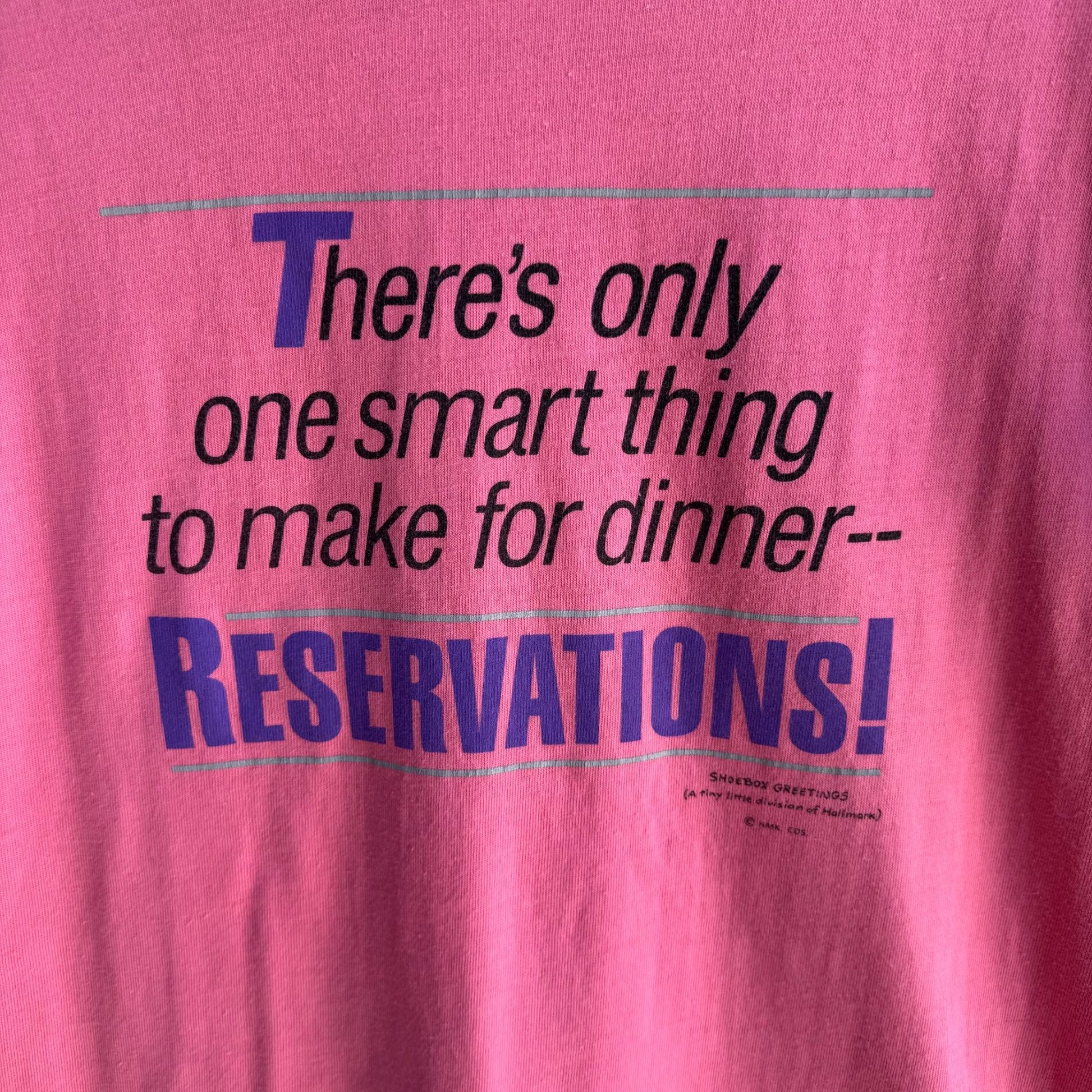 Shoebox Greetings Hallmark Vintage Womens Pink Reservations Graphic Print Tee