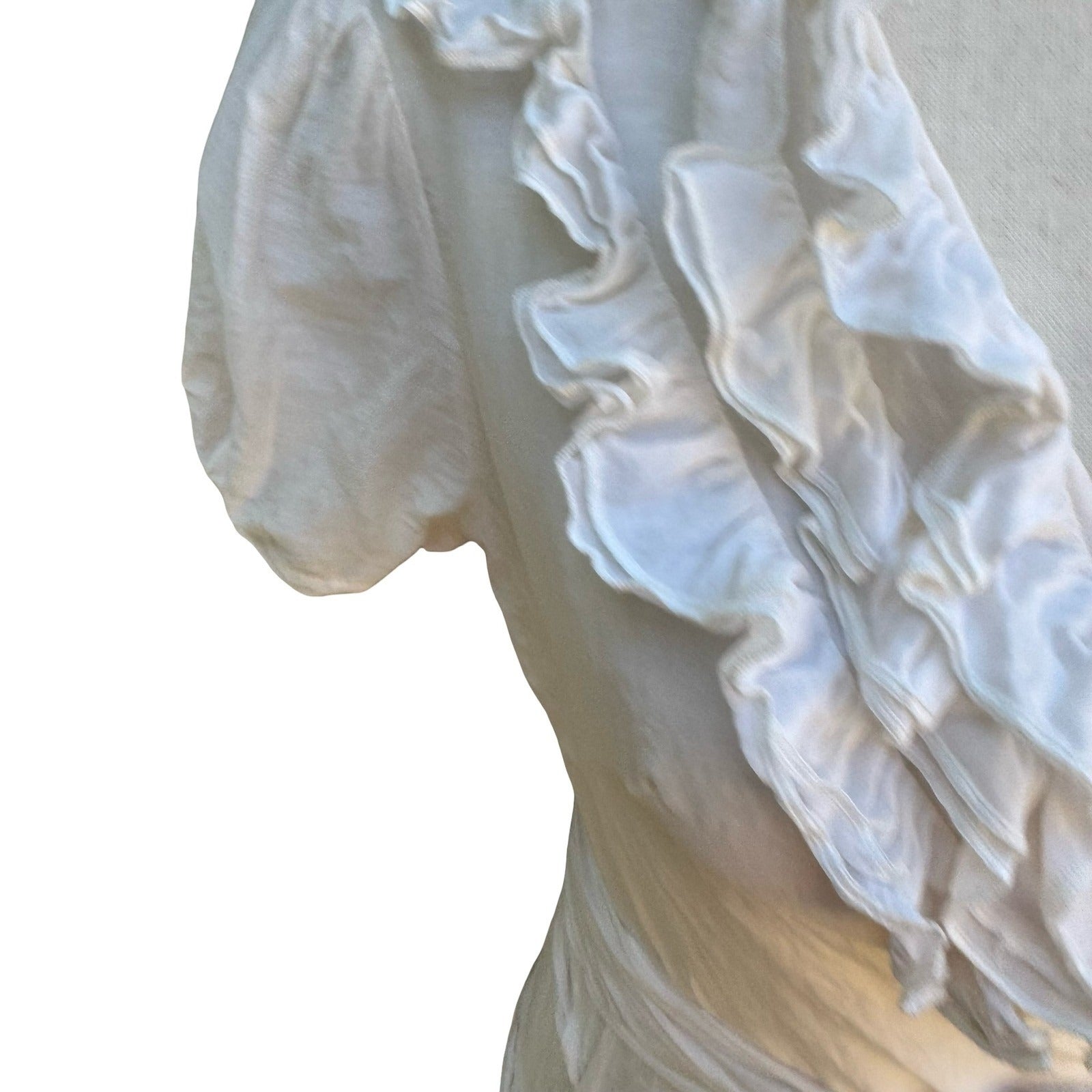 Twentyone Y2K Coquette Balletcore Silk Cotton Ruffle Wrap Puff Sleeve Blouse S