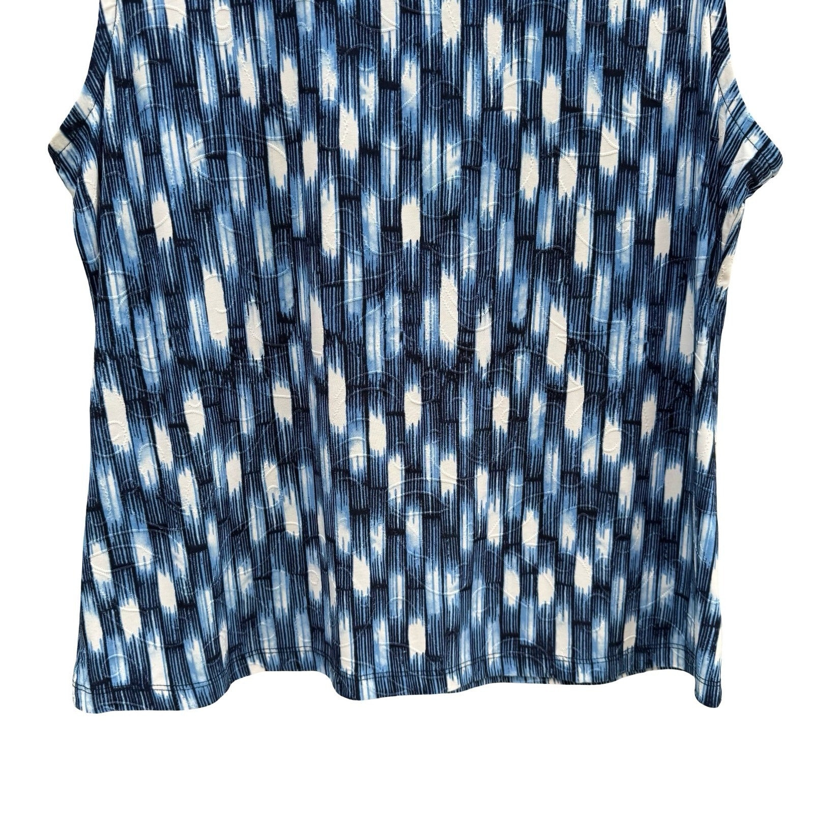 JM Collection Nautical Blue White Abstract Ikat Sleeveless Top Shell PL Career
