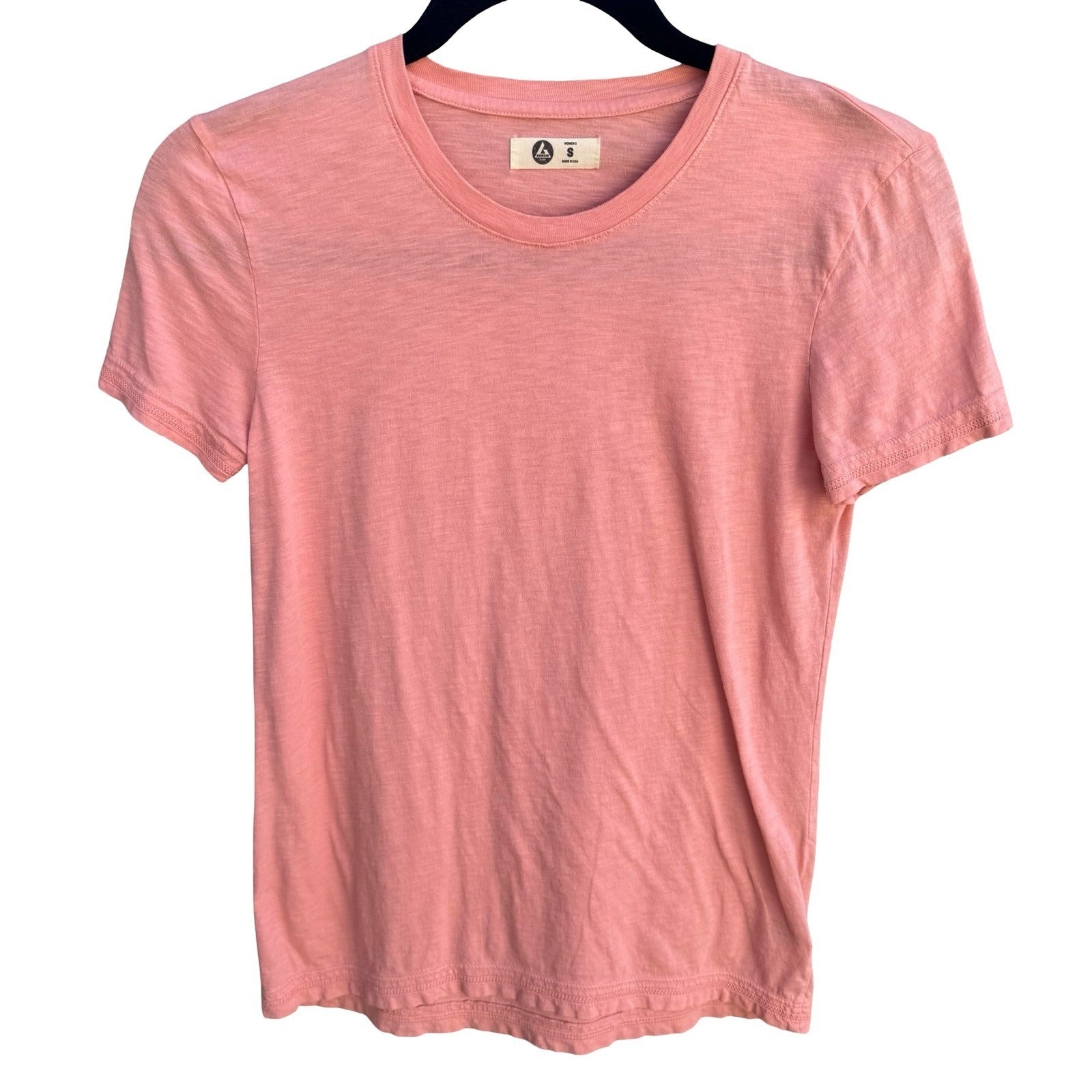 American Giant Womens Small Coral Pink Supima Cotton Slub Short Sleeve Tee USA