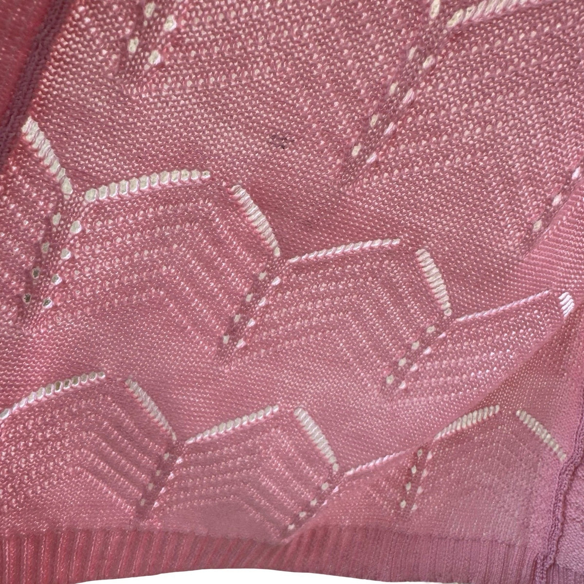 Cyrus Coquette Layering Open Front Pointelle Knit Cardigan Pastel Pink L NEW