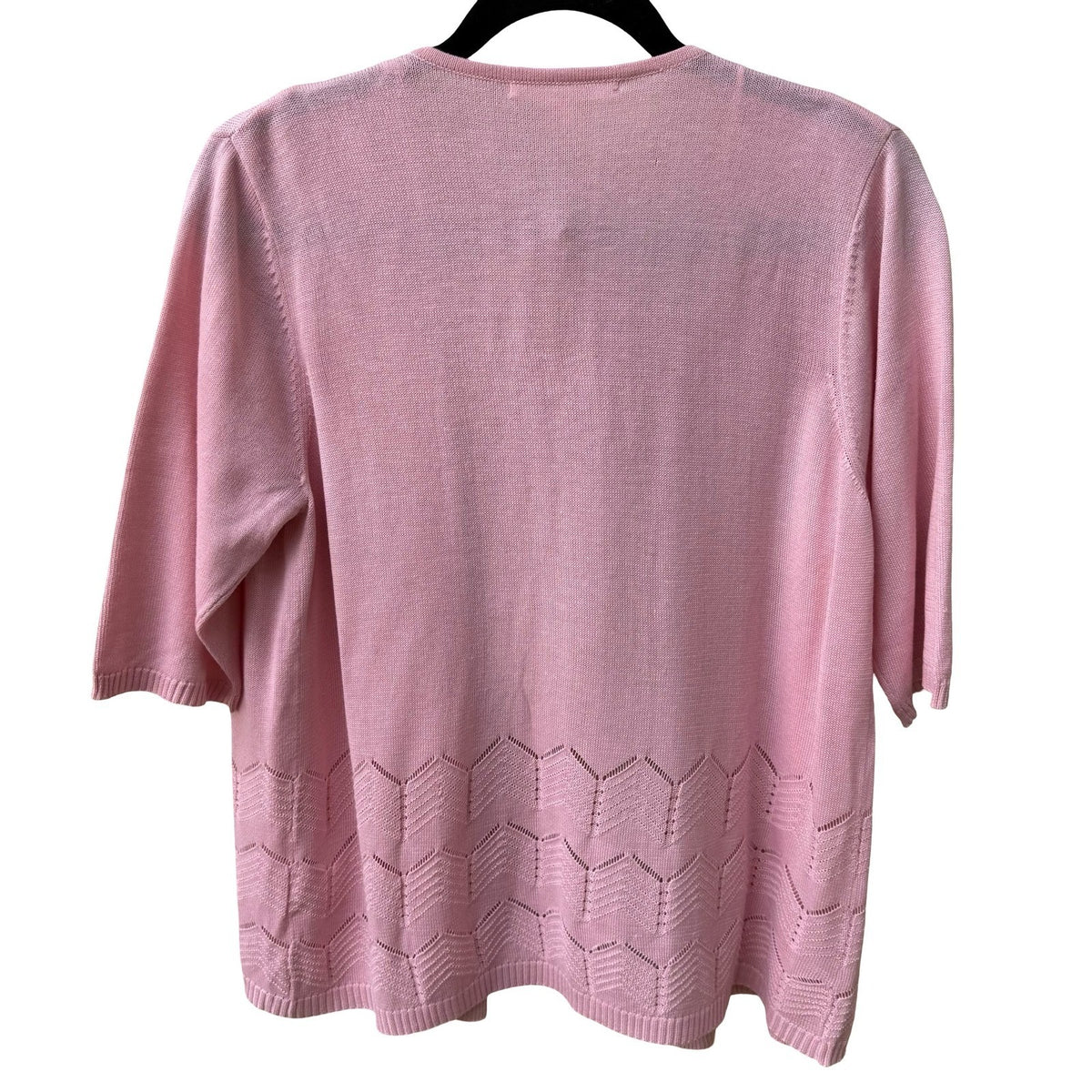 Cyrus Coquette Layering Open Front Pointelle Knit Cardigan Pastel Pink L NEW