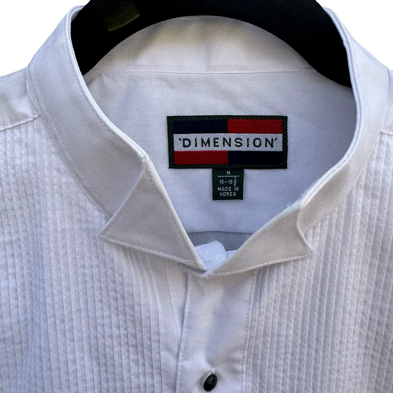 Dimension Mens White Wing Tip Collar Pleated Bib Tuxedo Dress Shirt M 15-15.5