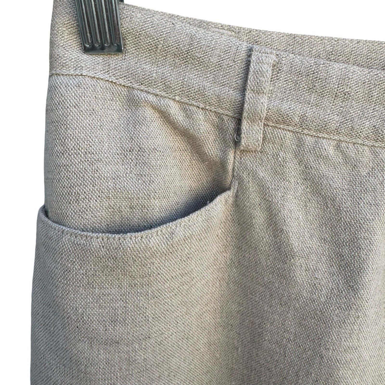 Liz Claiborne Lizsport Vintage Beige Linen Cotton Tapered High Rise Pants Sze 6P