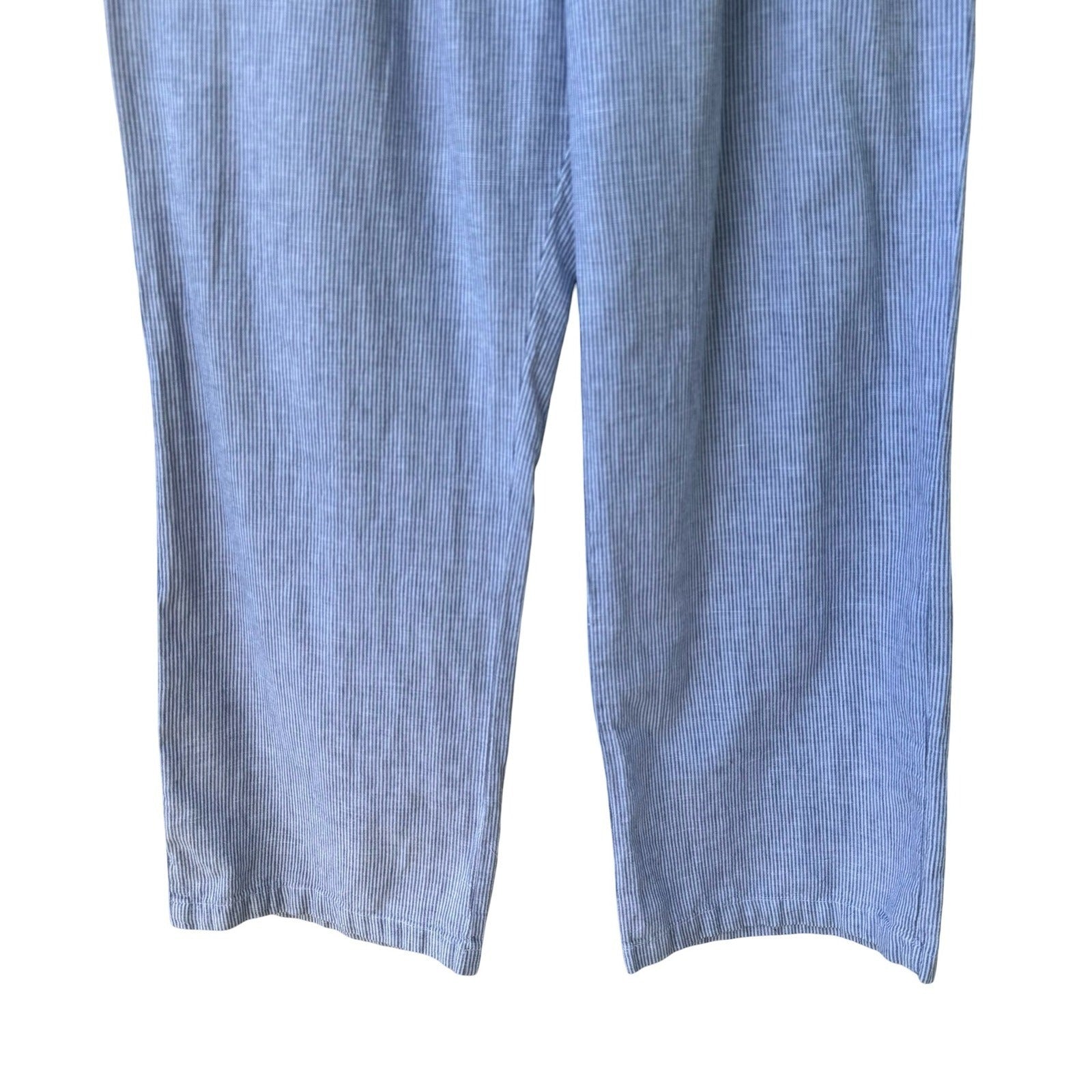 Brandy Melville Coastal Beachy Striped Cotton Linen Drawstring Pants Blue M