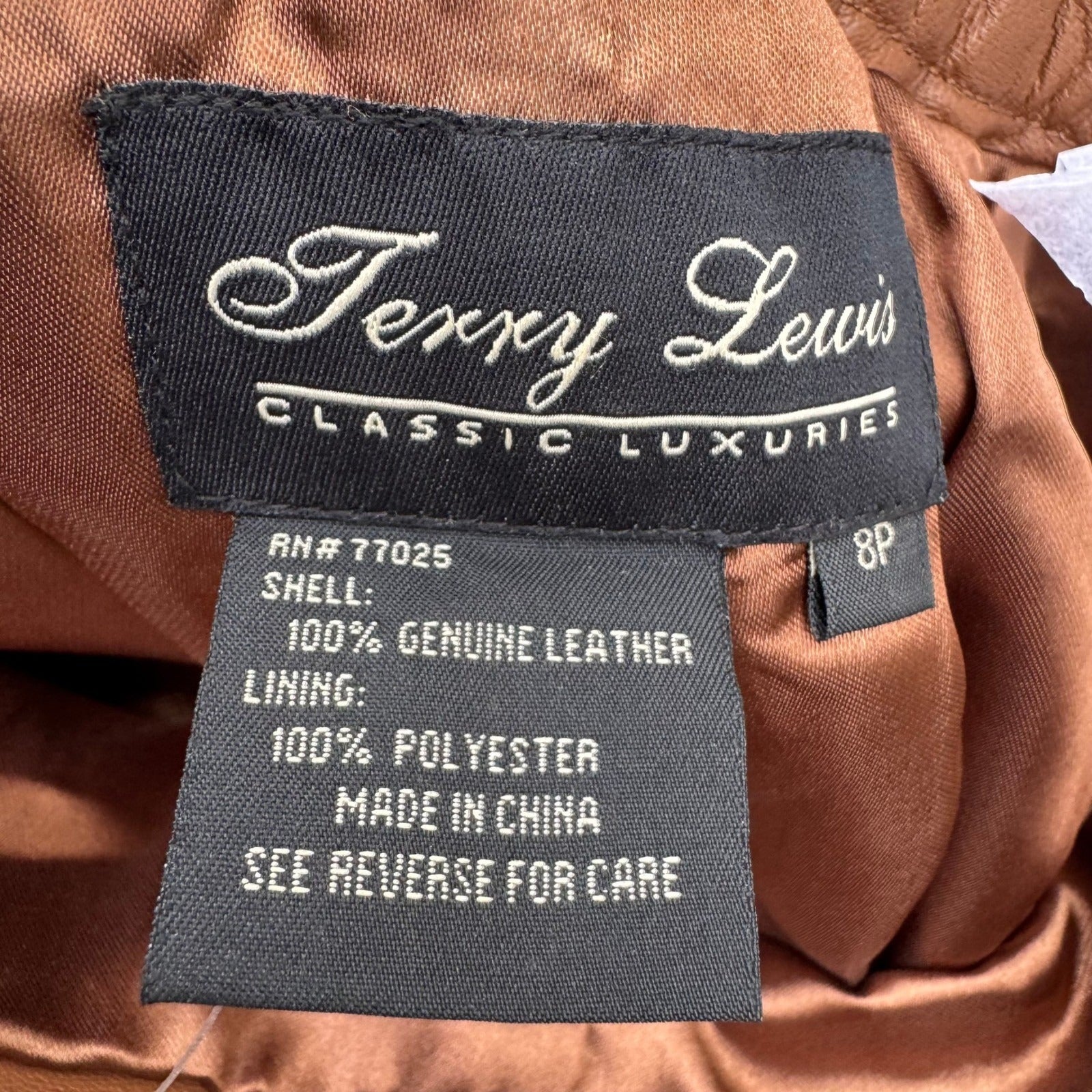 Terry Lewis Classic Luxuries Brown Genuine Leather Pants High Waist 8P NEW Moto